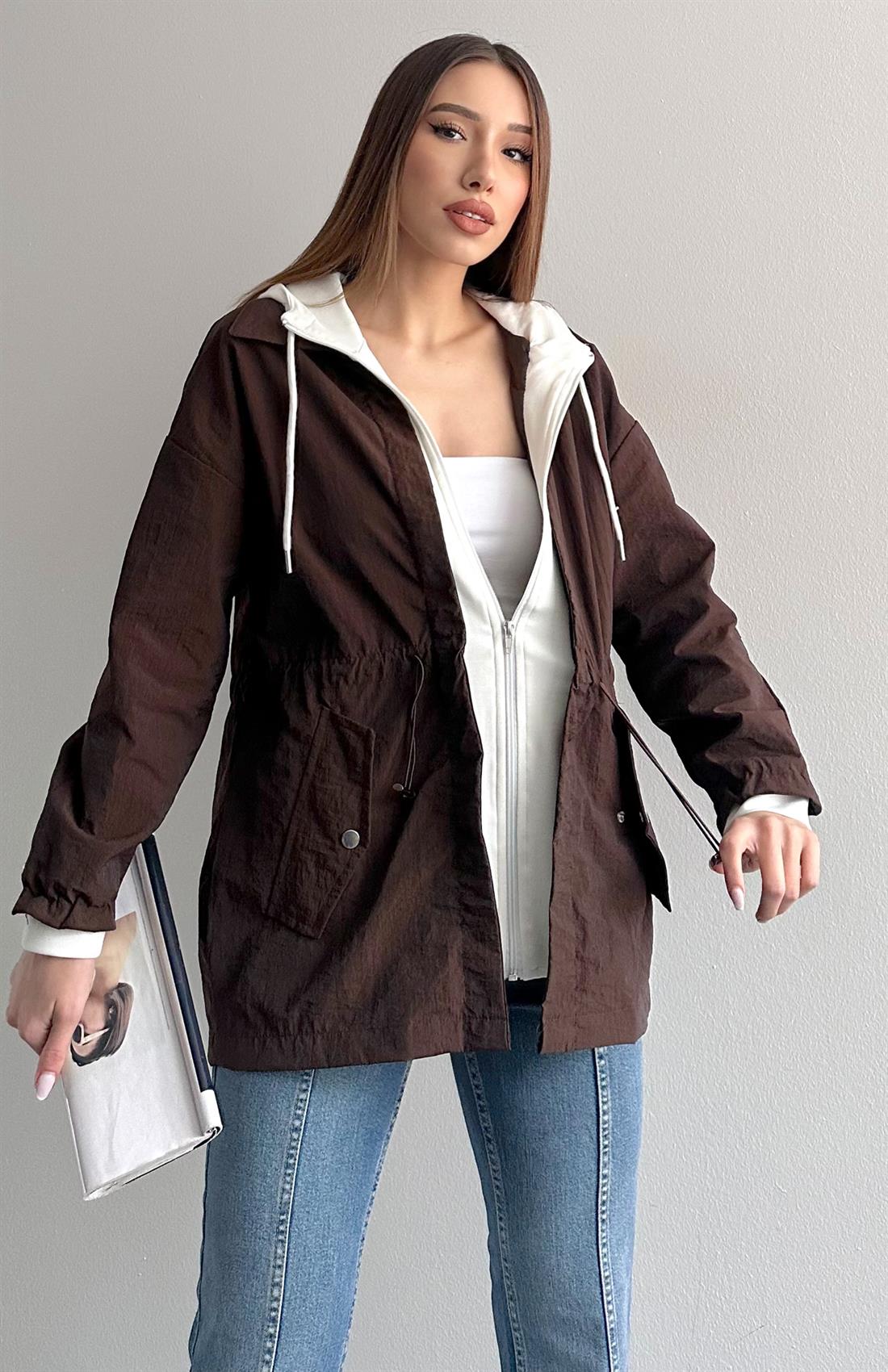 Garnili Oversize Mont KAHVERENGİ