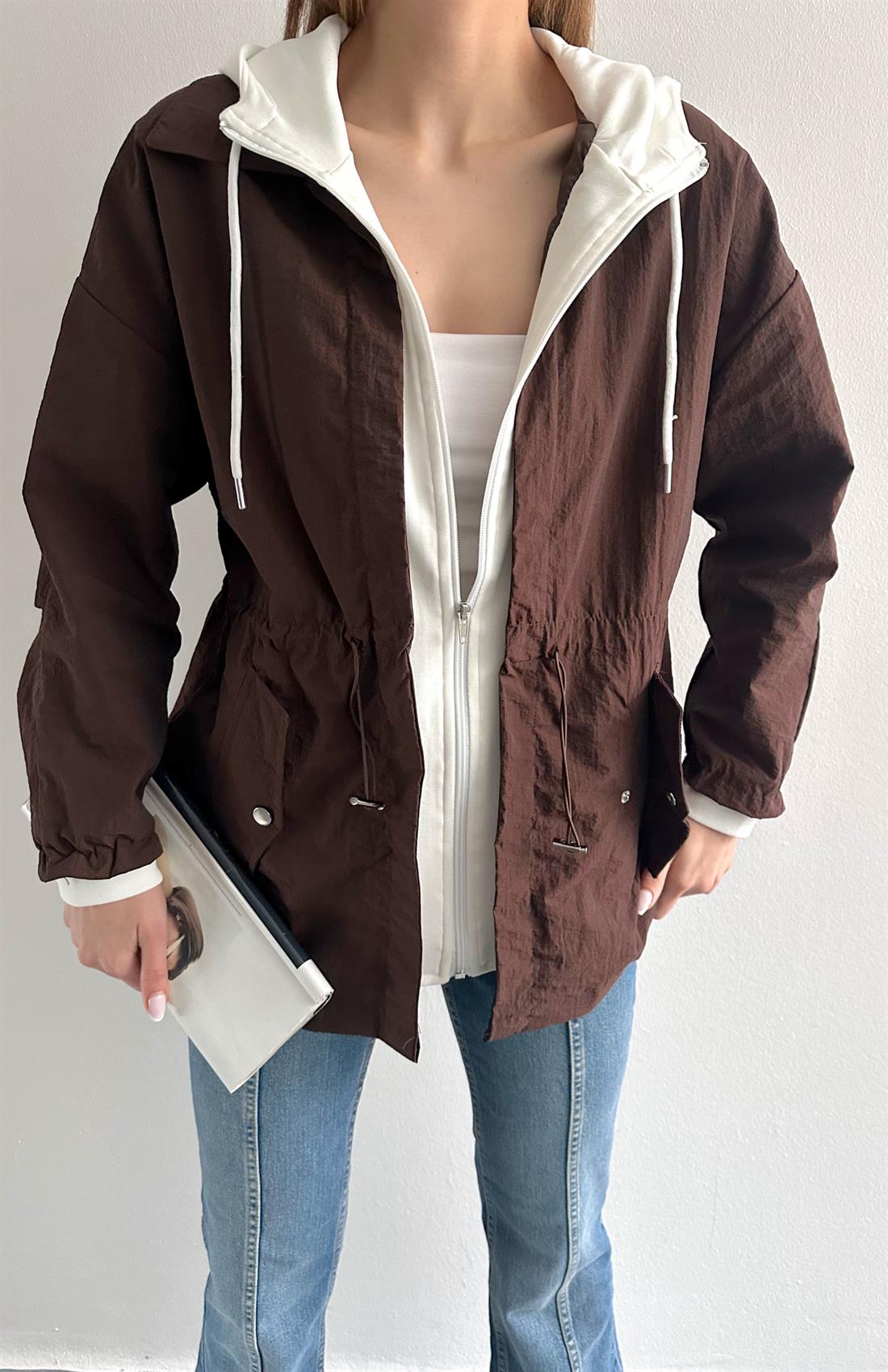 Garnili Oversize Mont KAHVERENGİ