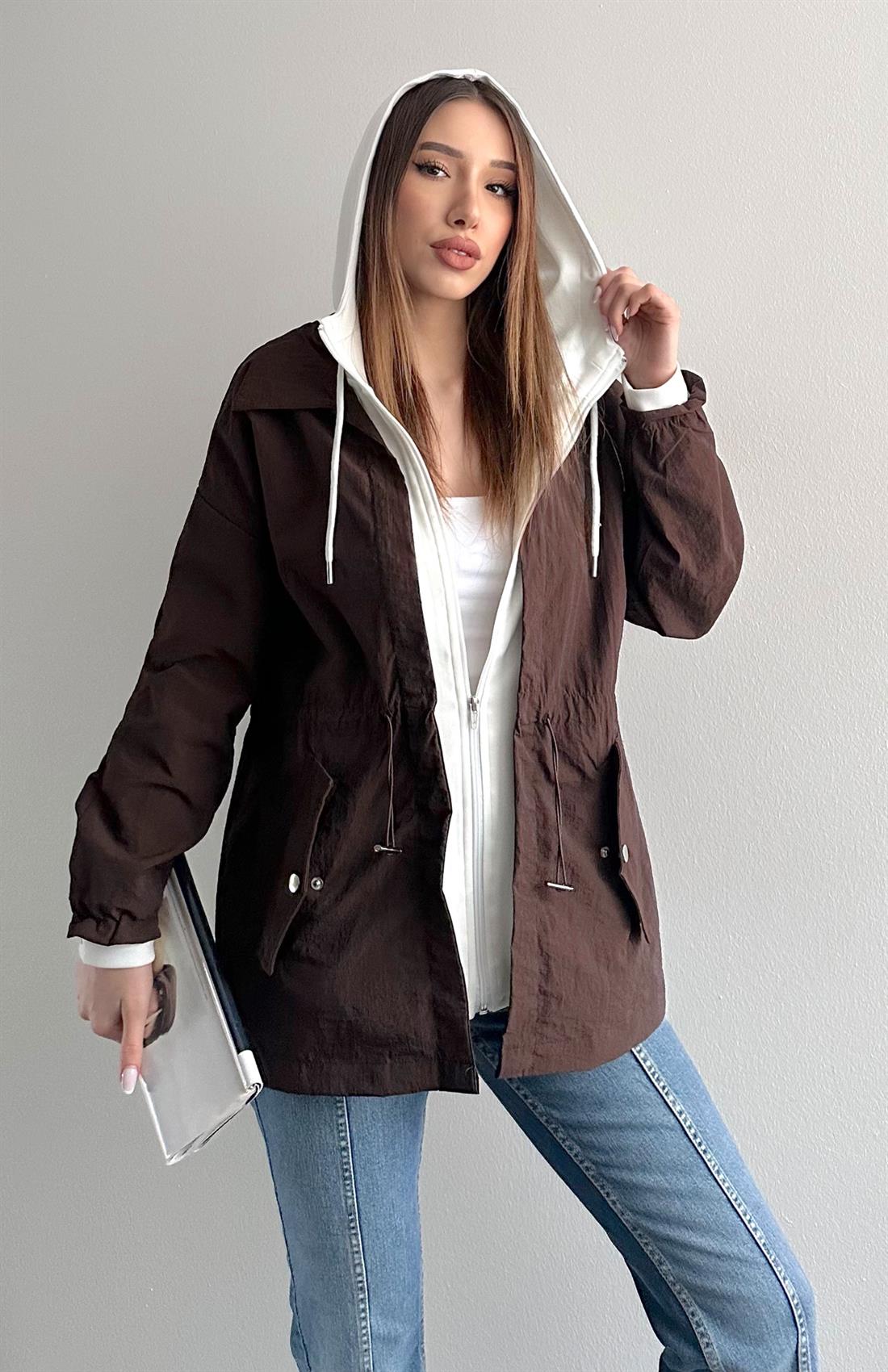 Garnili Oversize Mont KAHVERENGİ