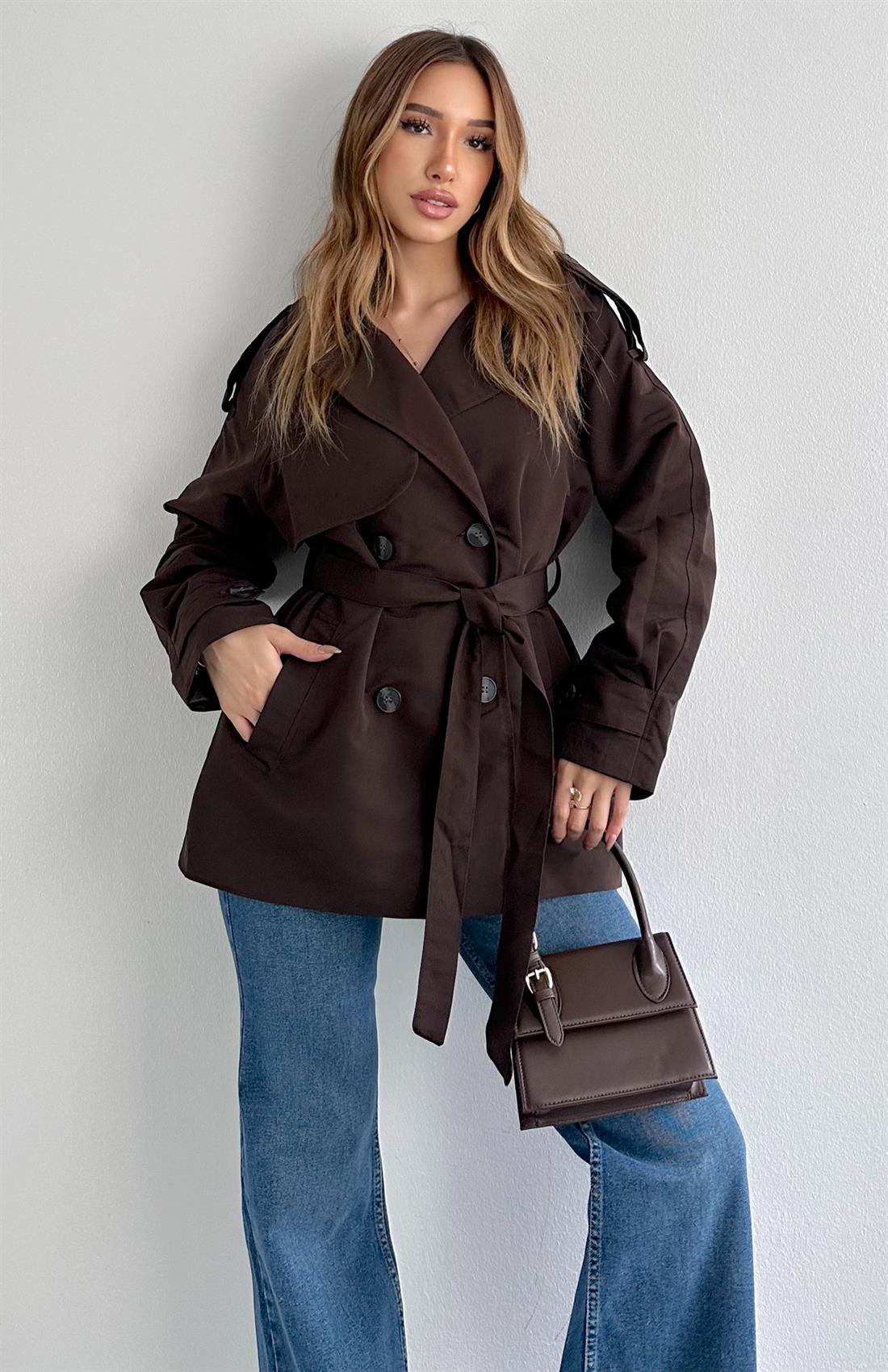 Kuşak Kemerli Trençkot KAHVERENGİ
