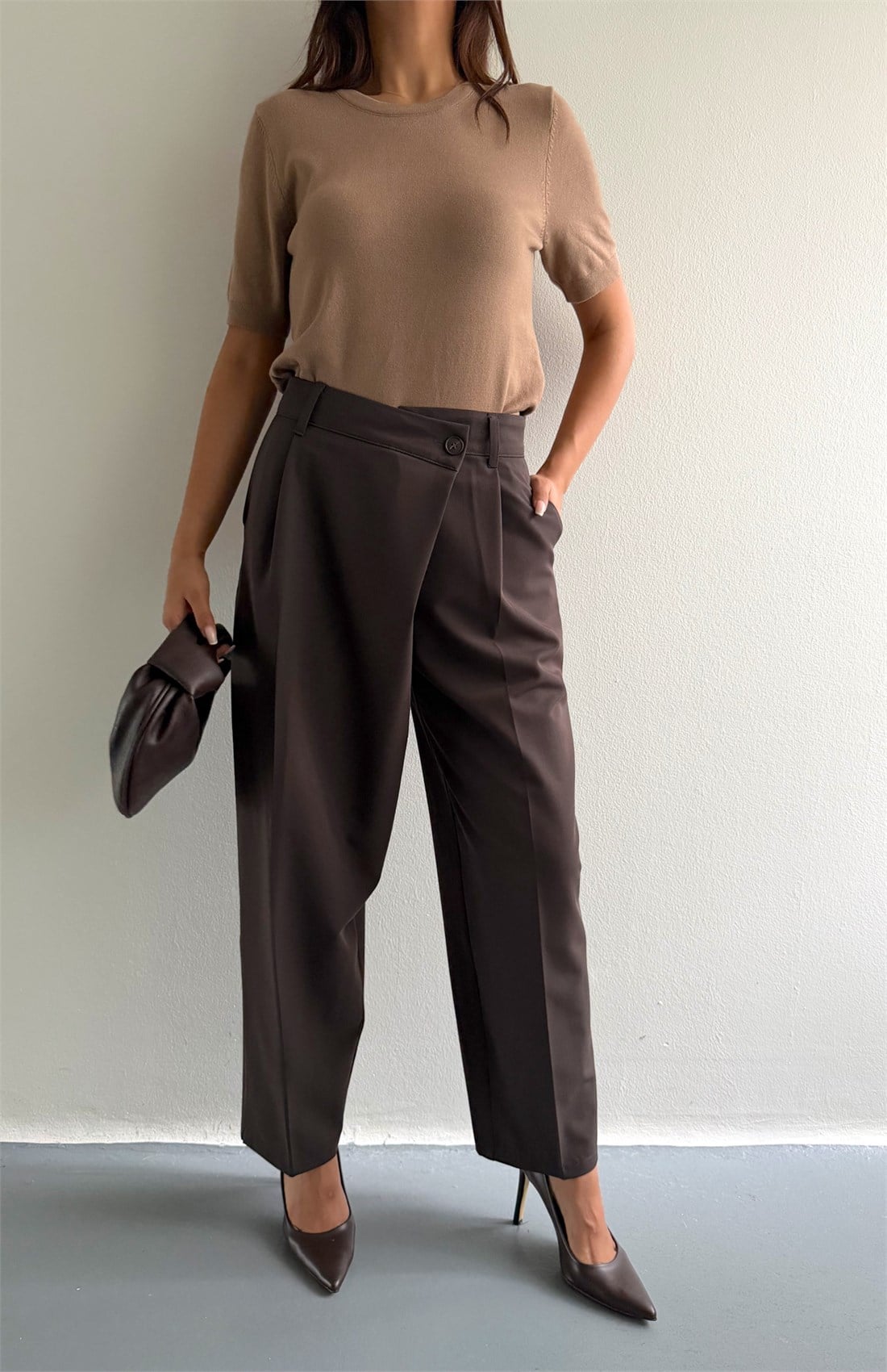 Asimetrik Pantolon KAHVERENGİ