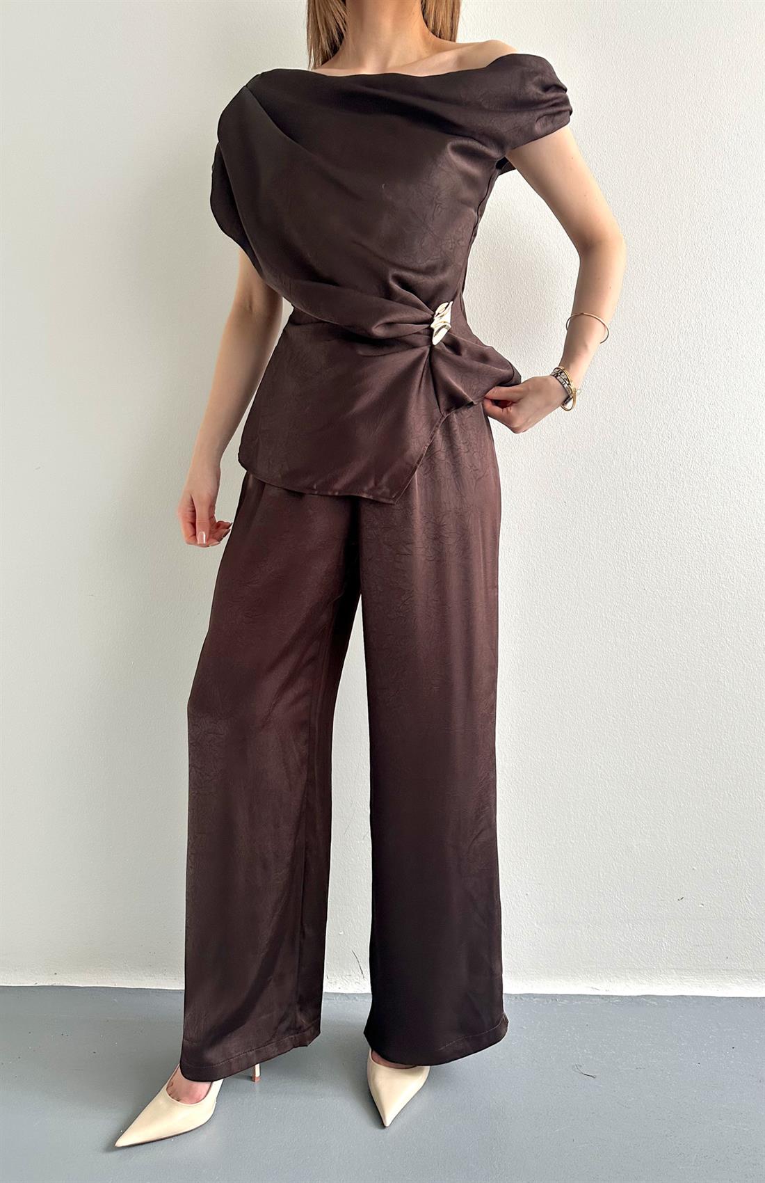 Bağcık Detaylı Pantolon KAHVERENGİ