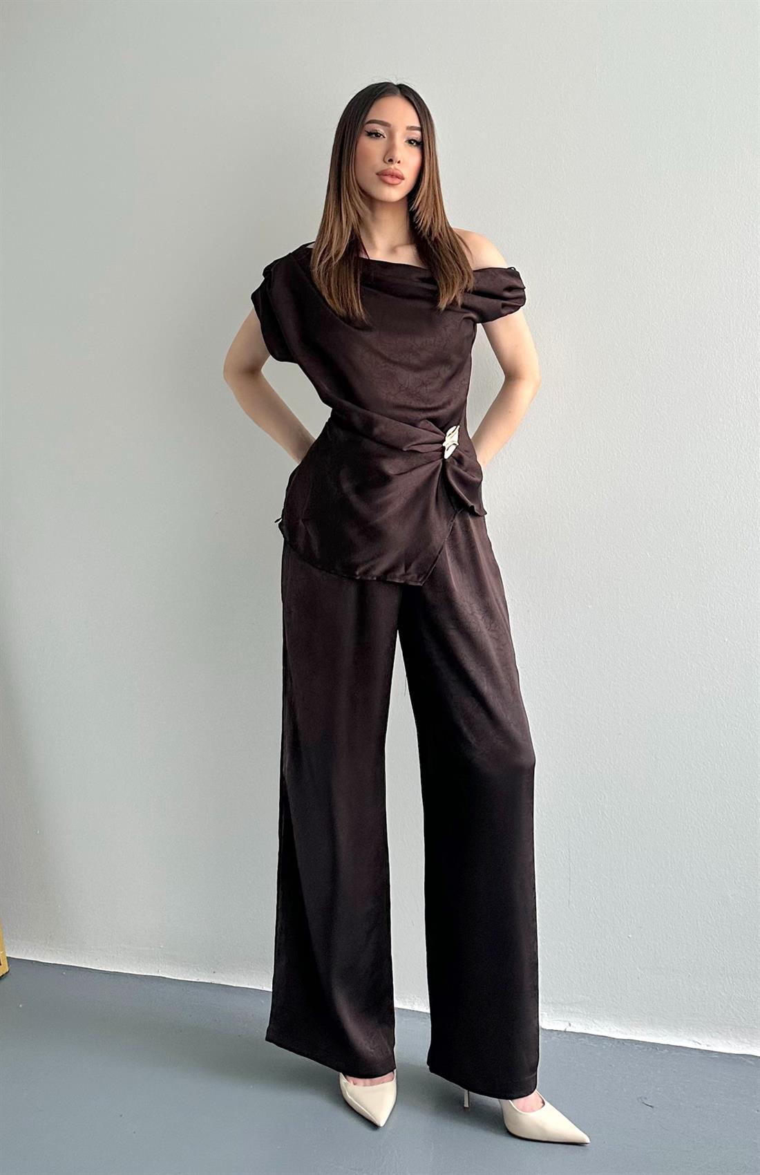 Bağcık Detaylı Pantolon KAHVERENGİ