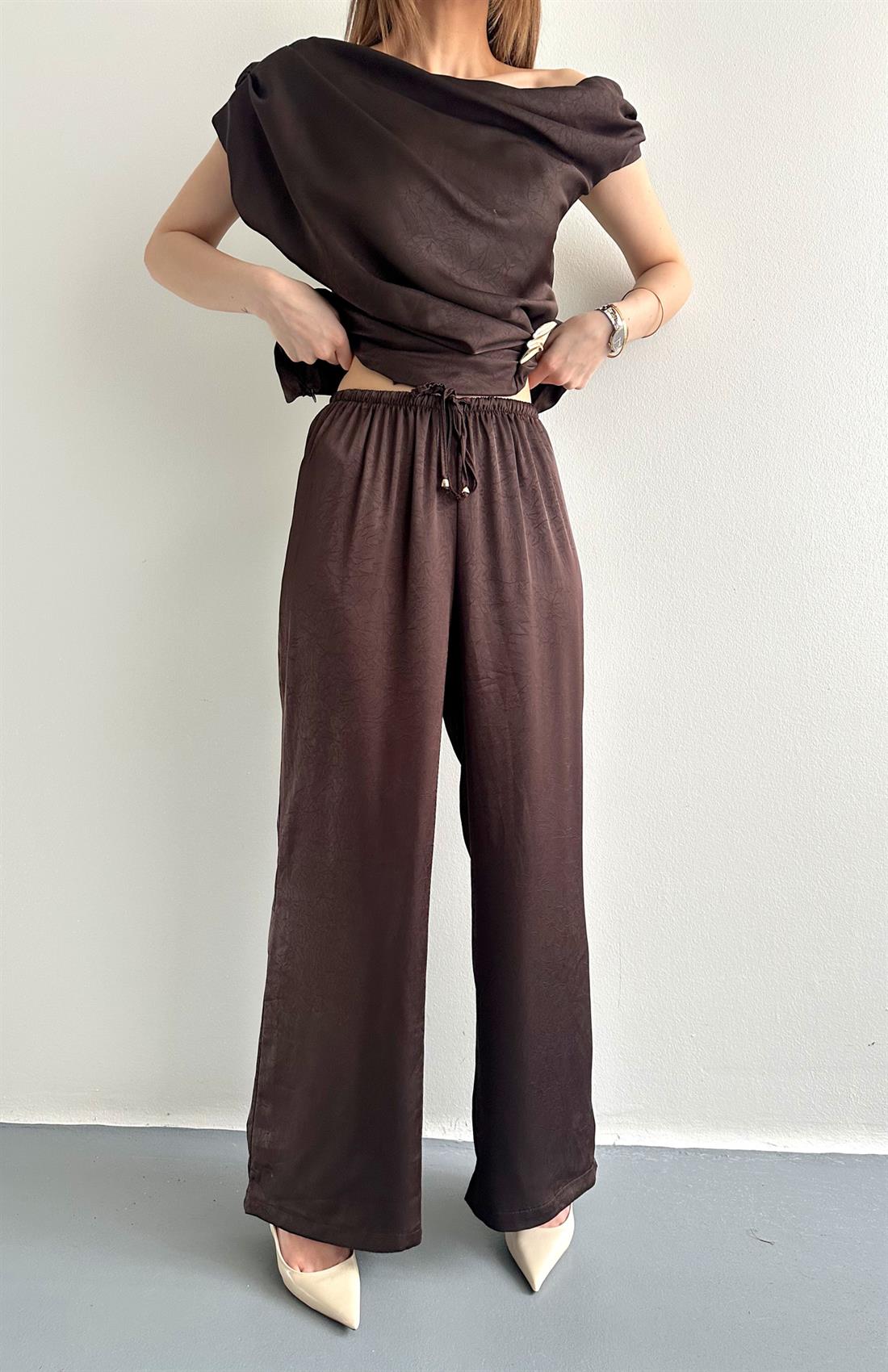 Bağcık Detaylı Pantolon KAHVERENGİ