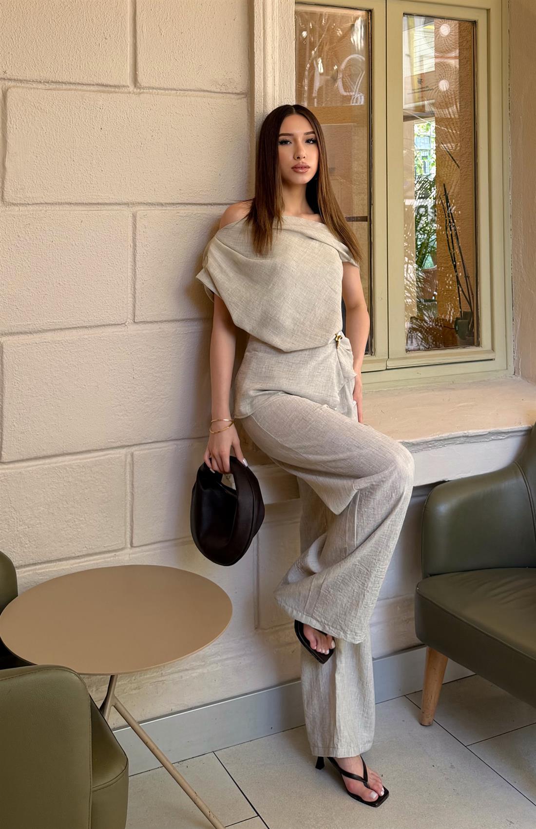 Bağcık Detaylı Pantolon NATURAL