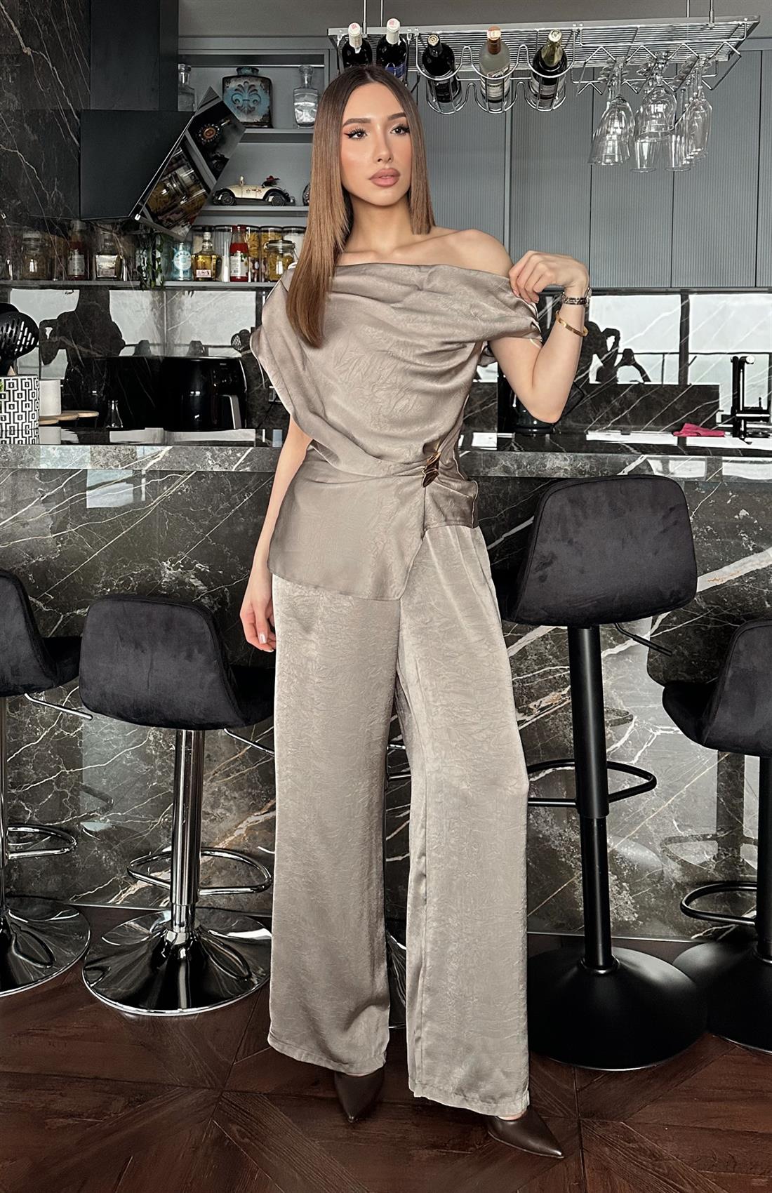 Bağcık Detaylı Pantolon VİZON