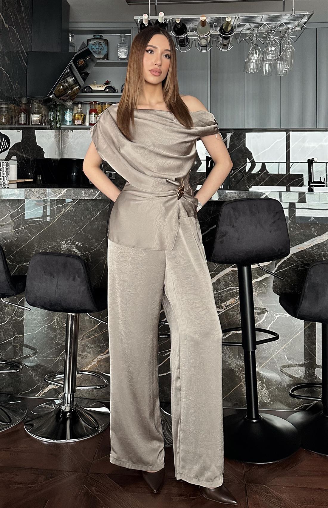 Bağcık Detaylı Pantolon VİZON