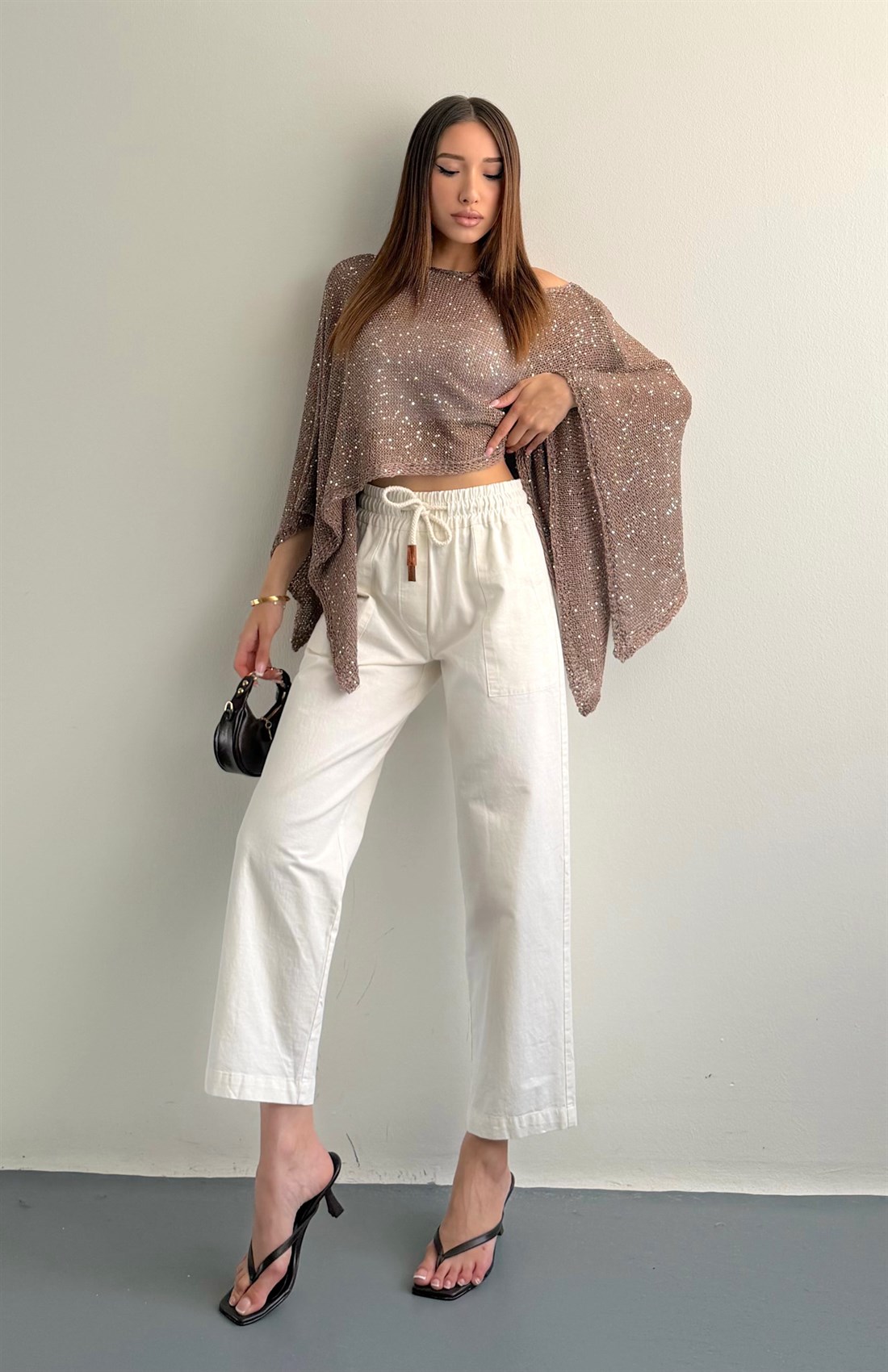 Bağcıklı Jogger Pantolon BEYAZ