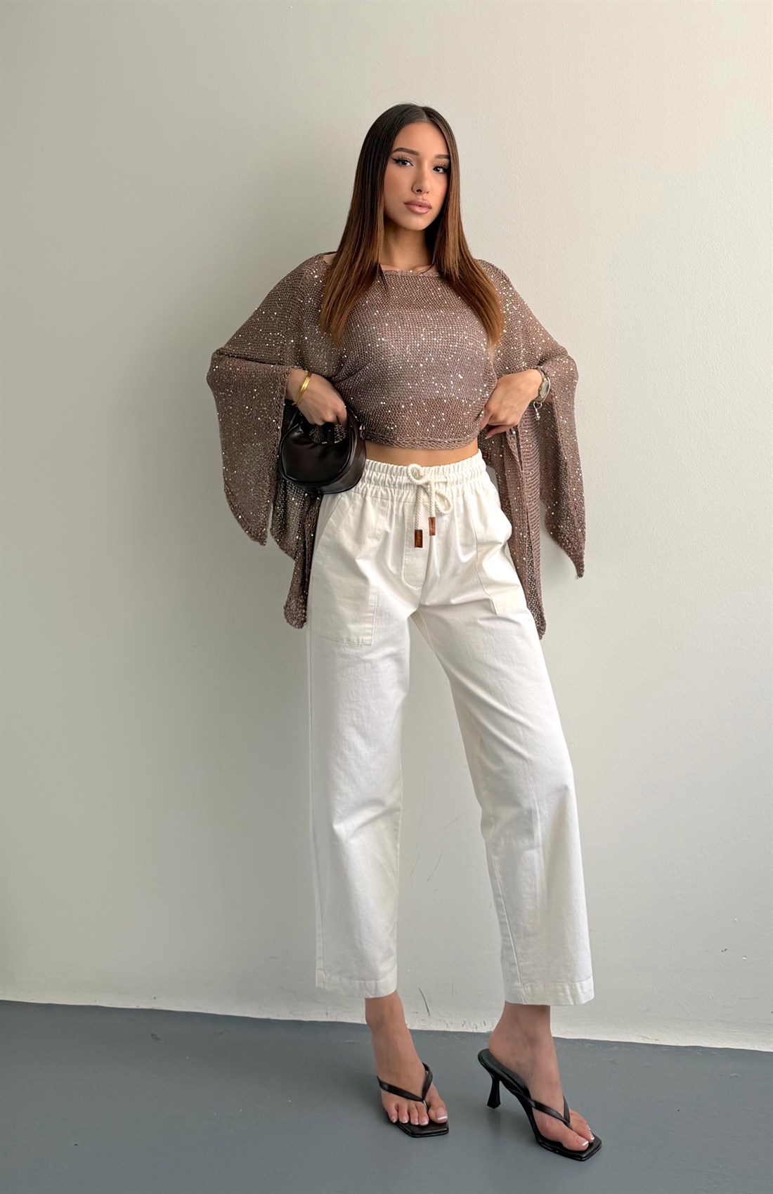 Bağcıklı Jogger Pantolon BEYAZ