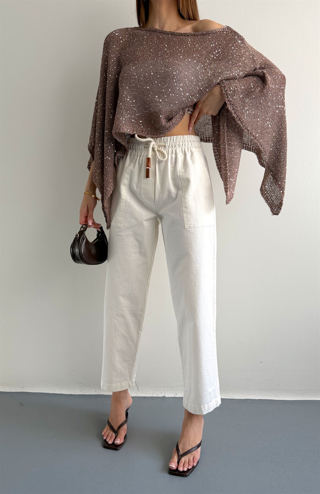 Bağcıklı Jogger Pantolon BEYAZ