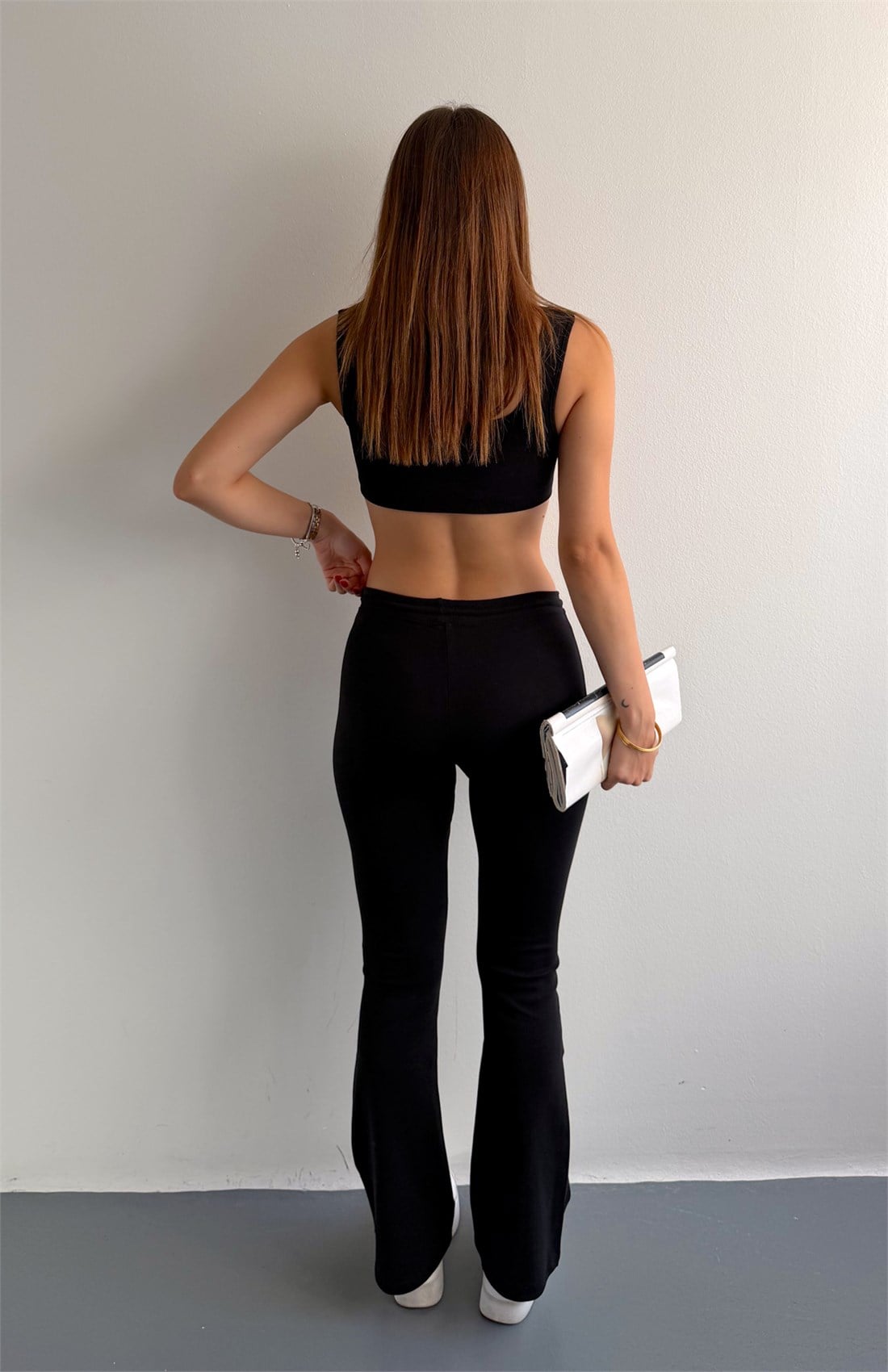 Beli Lastikli İpli Pantolon SİYAH