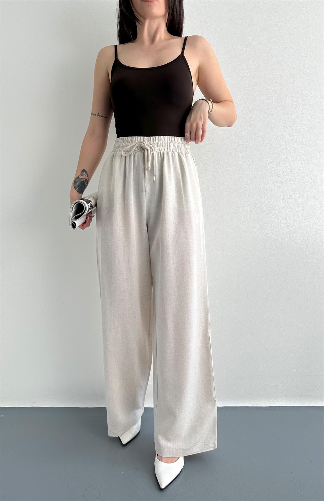 Beli Lastikli Pantolon NATURAL