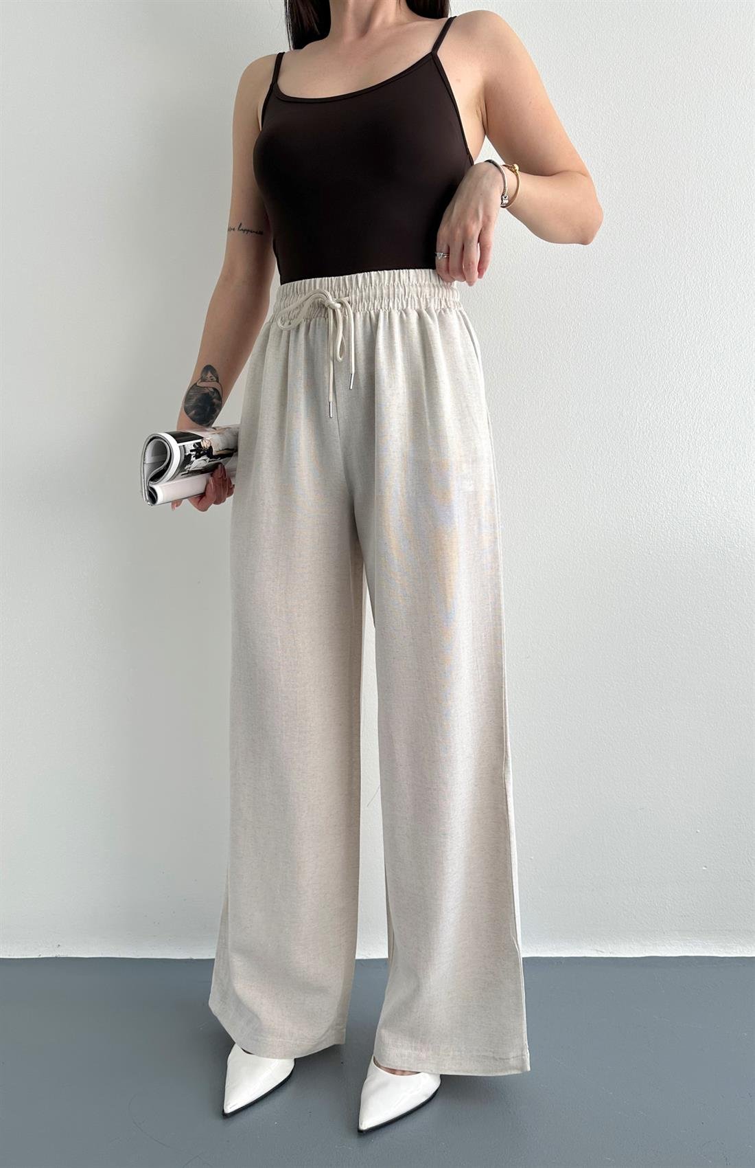 Beli Lastikli Pantolon NATURAL