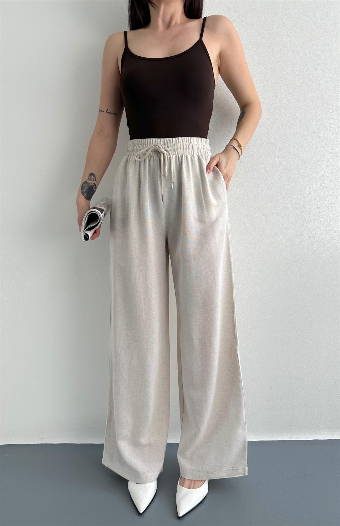 Beli Lastikli Pantolon NATURAL