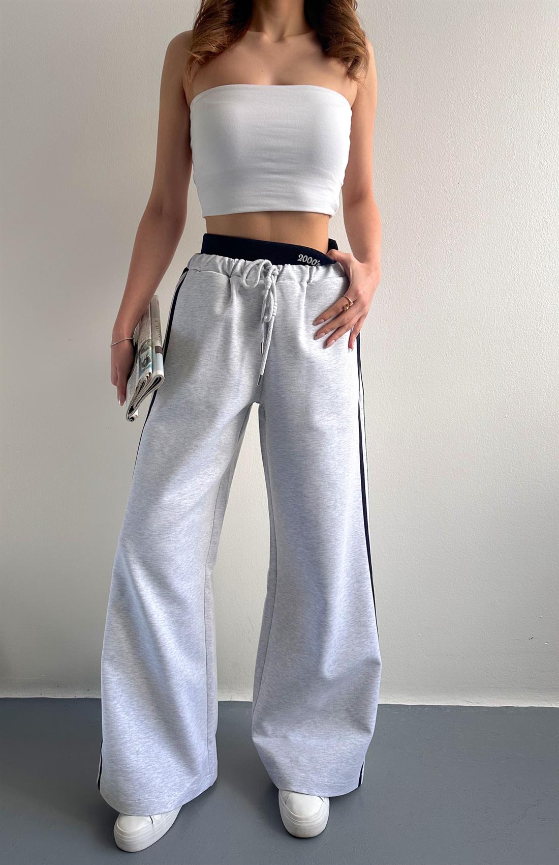 Biye Detaylı Eşofman Pantolon GRİ