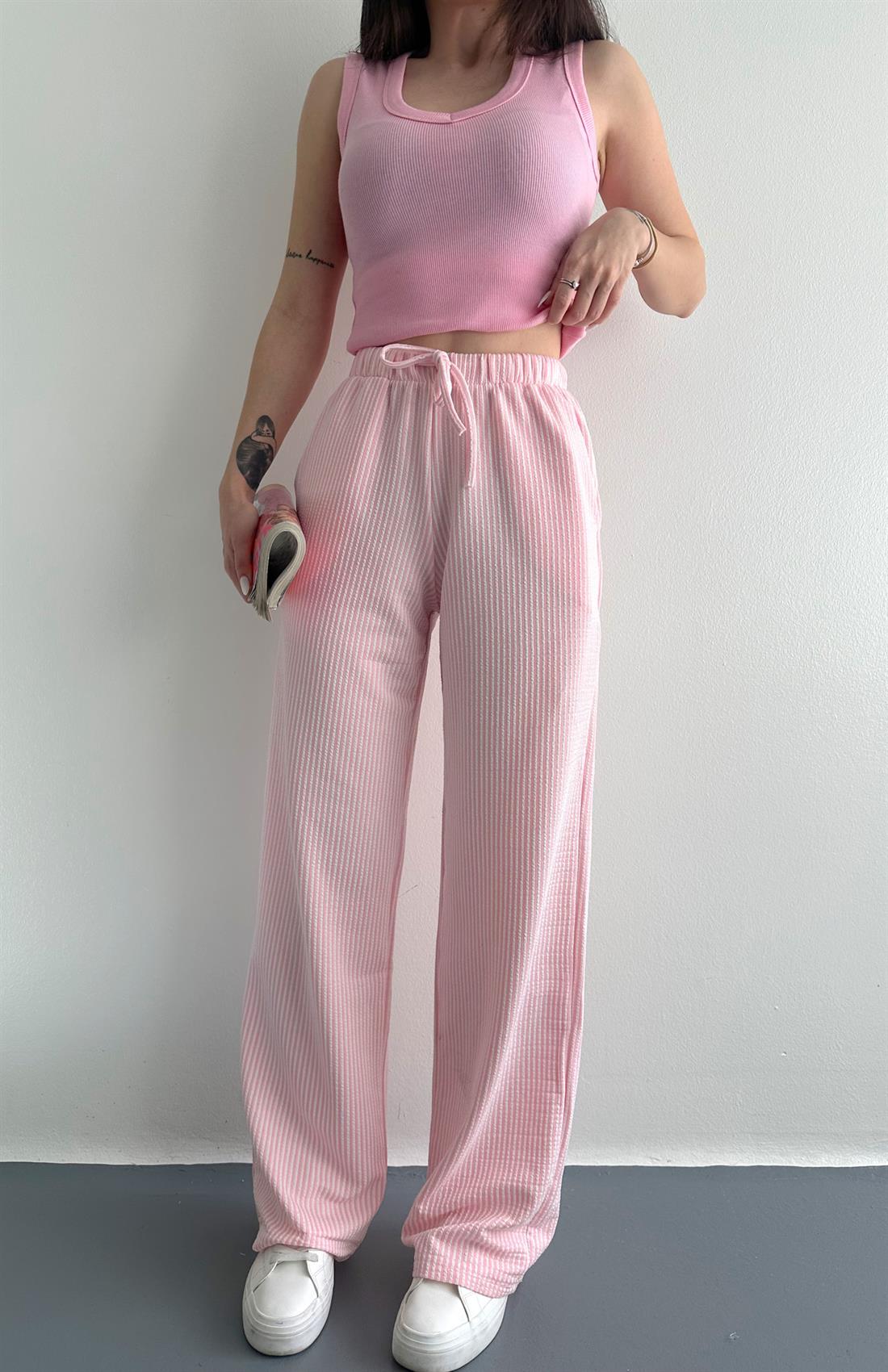 Çizgili Pantıolon PEMBE