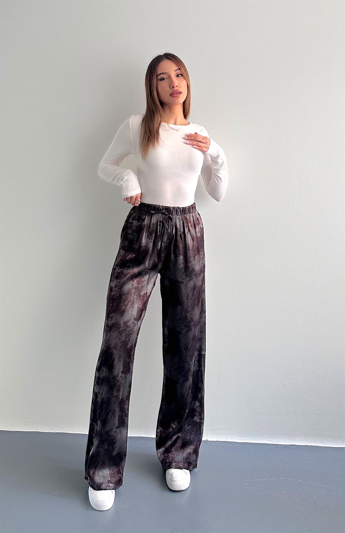 Desenli Pantolon KAHVERENGİ