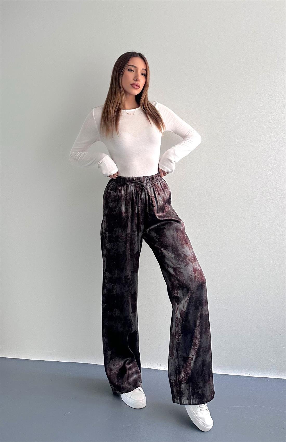 Desenli Pantolon KAHVERENGİ