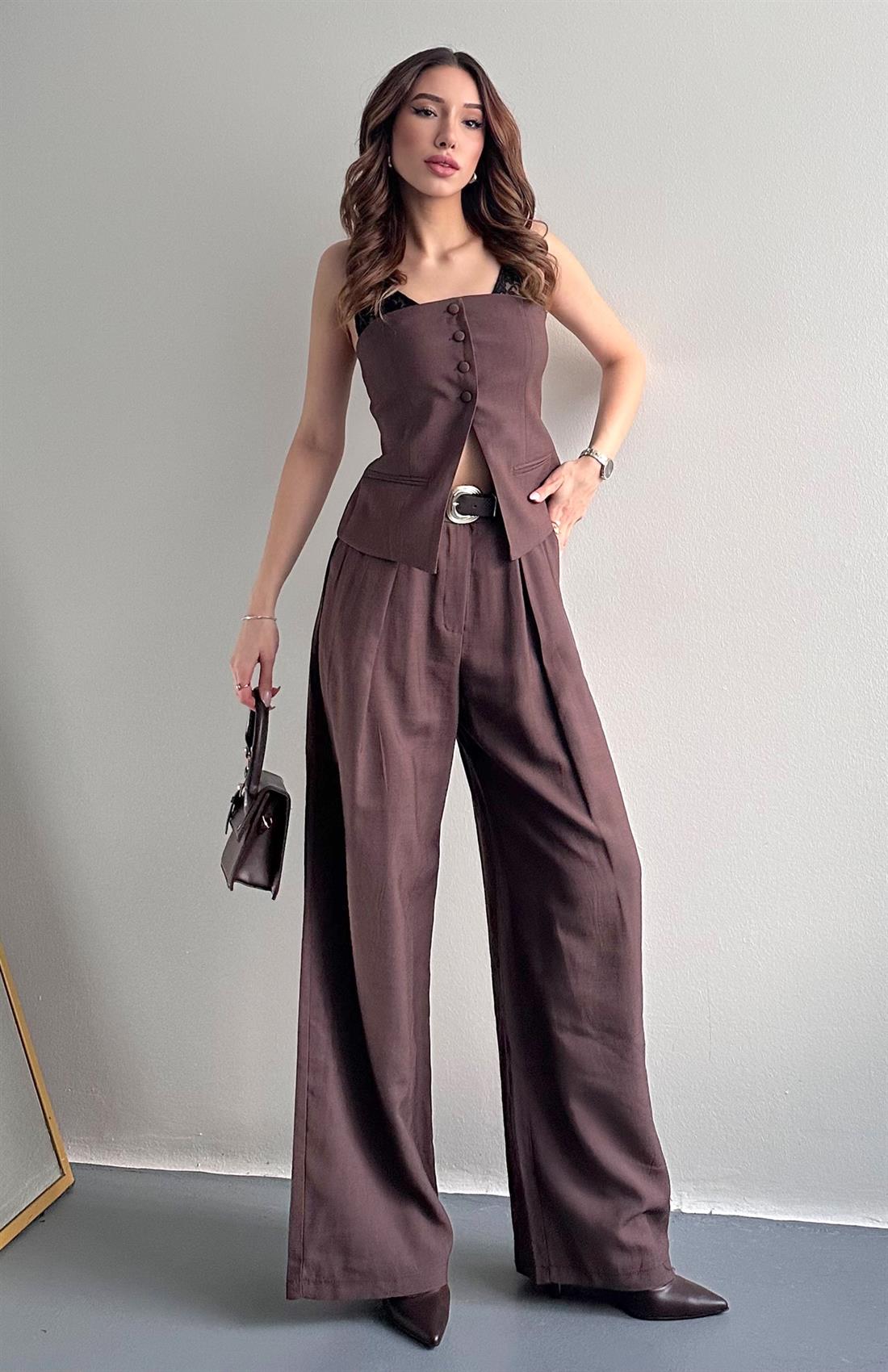 Kemer Detaylı Pantolon KAHVERENGİ