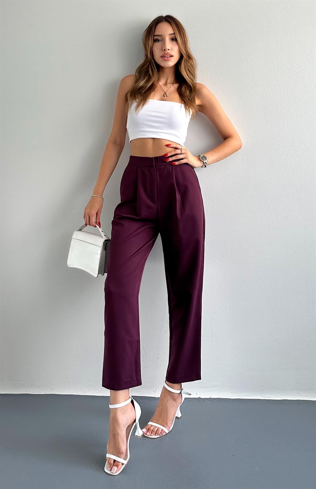 Kemer Detaylı Pantolon MÜRDÜM