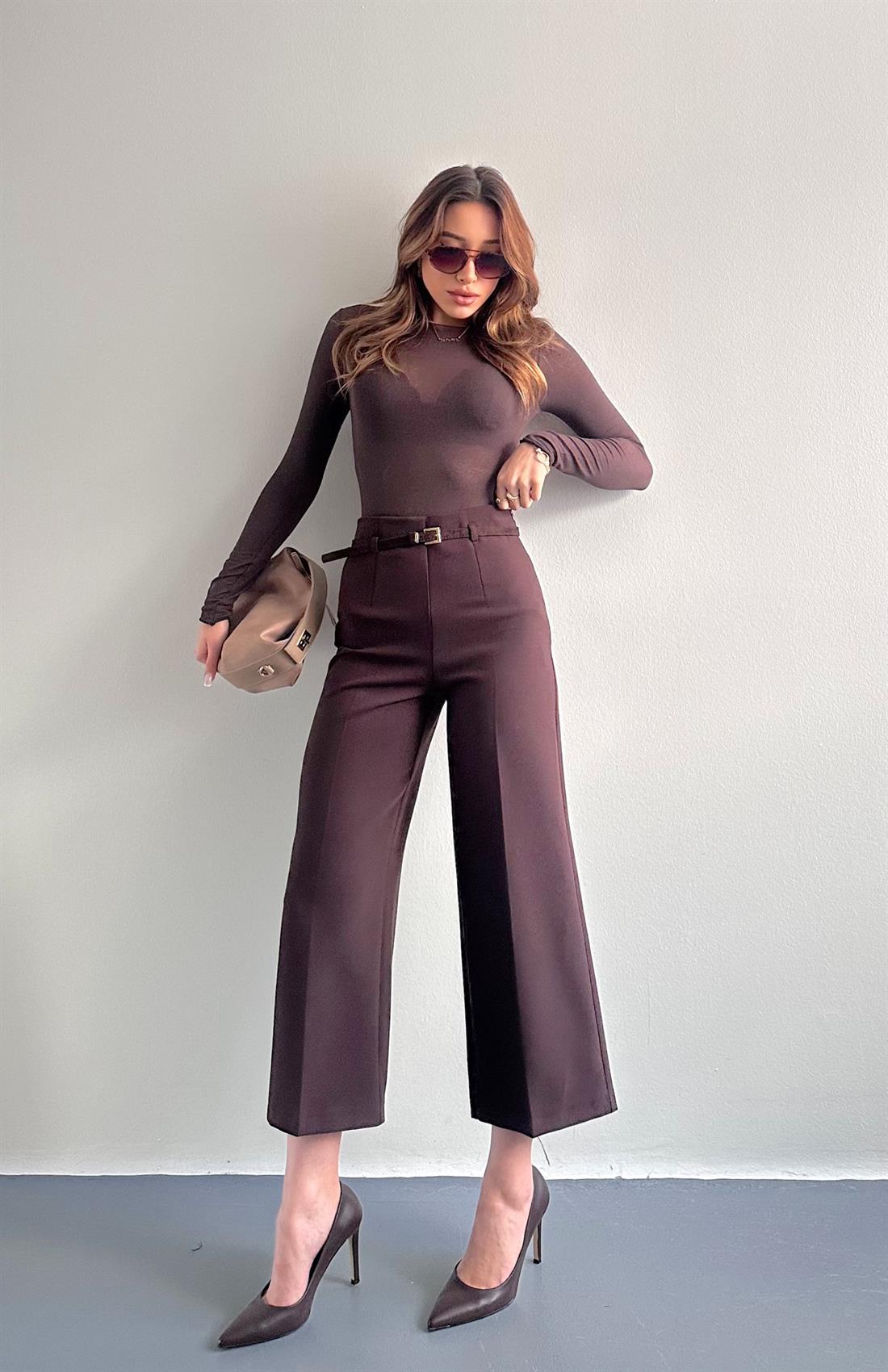 Kemerli Culotte Pantolon KAHVERENGİ