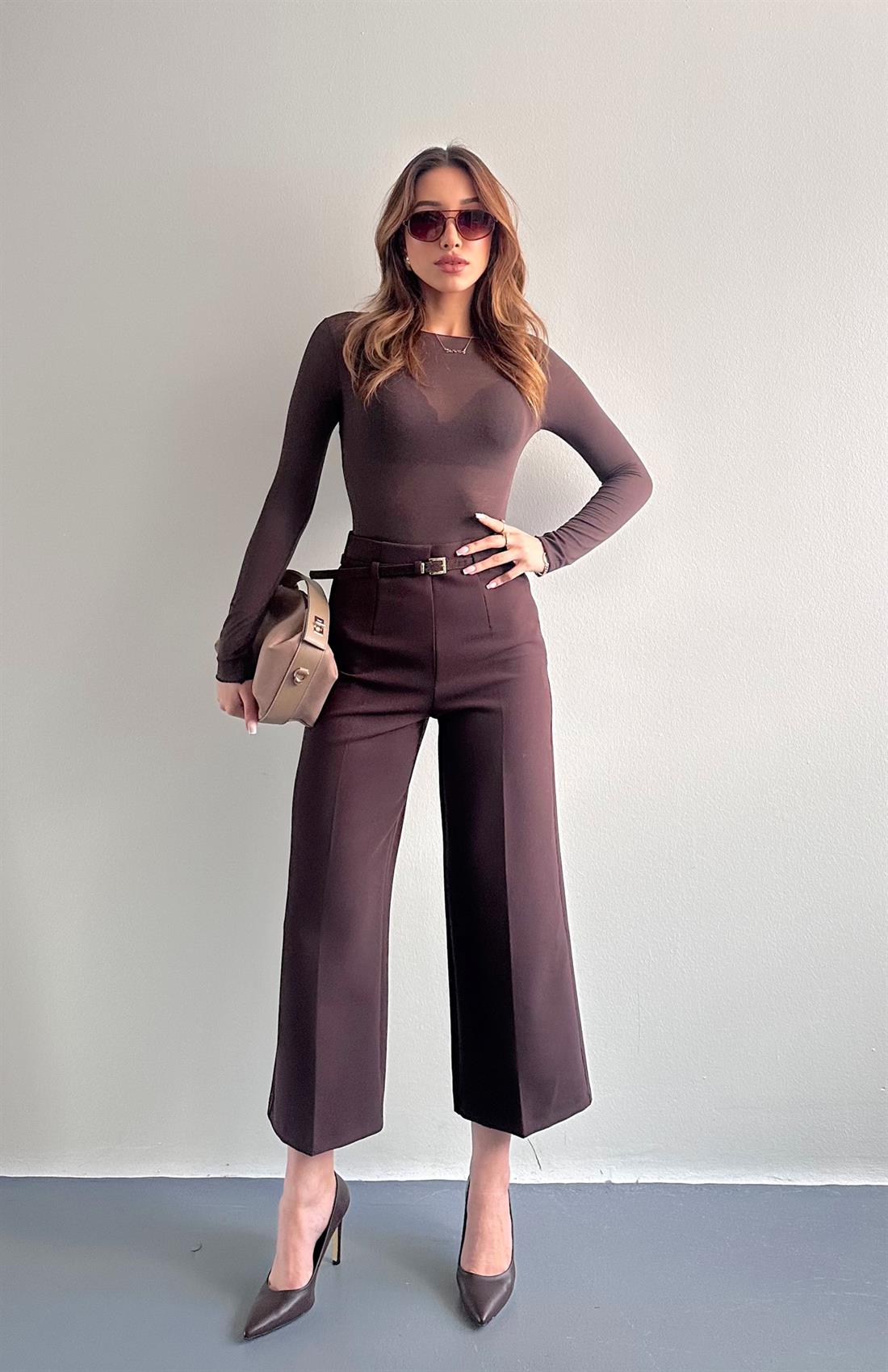 Kemerli Culotte Pantolon KAHVERENGİ