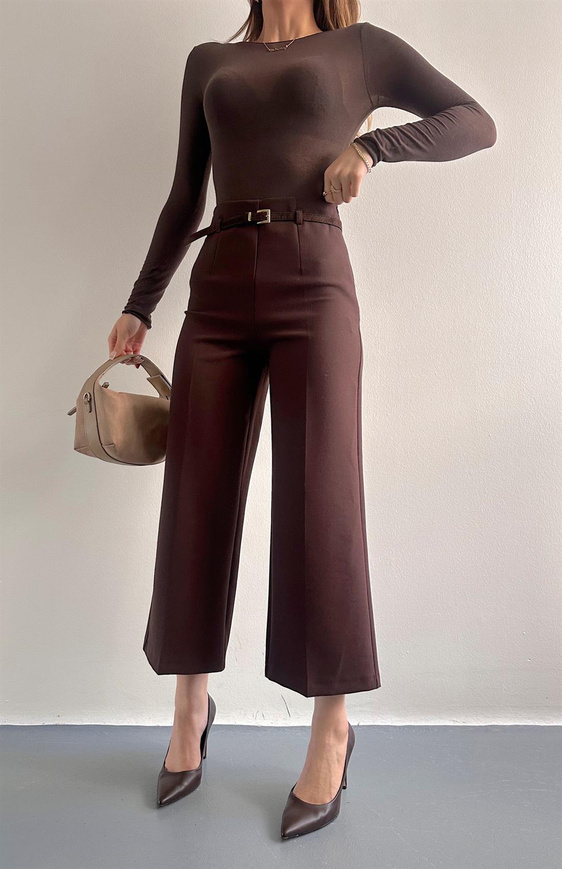 Kemerli Culotte Pantolon KAHVERENGİ