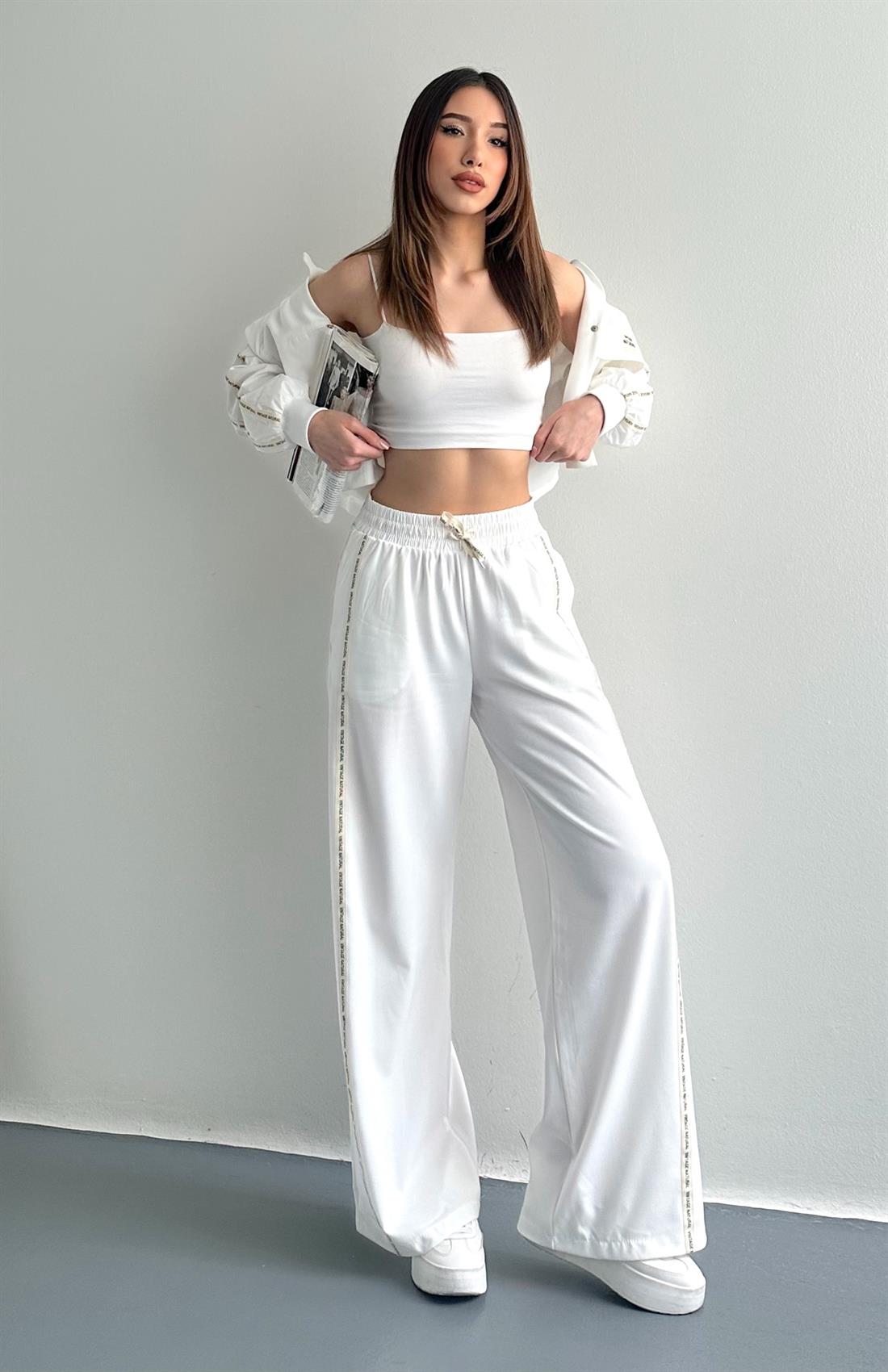 Şerit Detaylı Pantolon EKRU