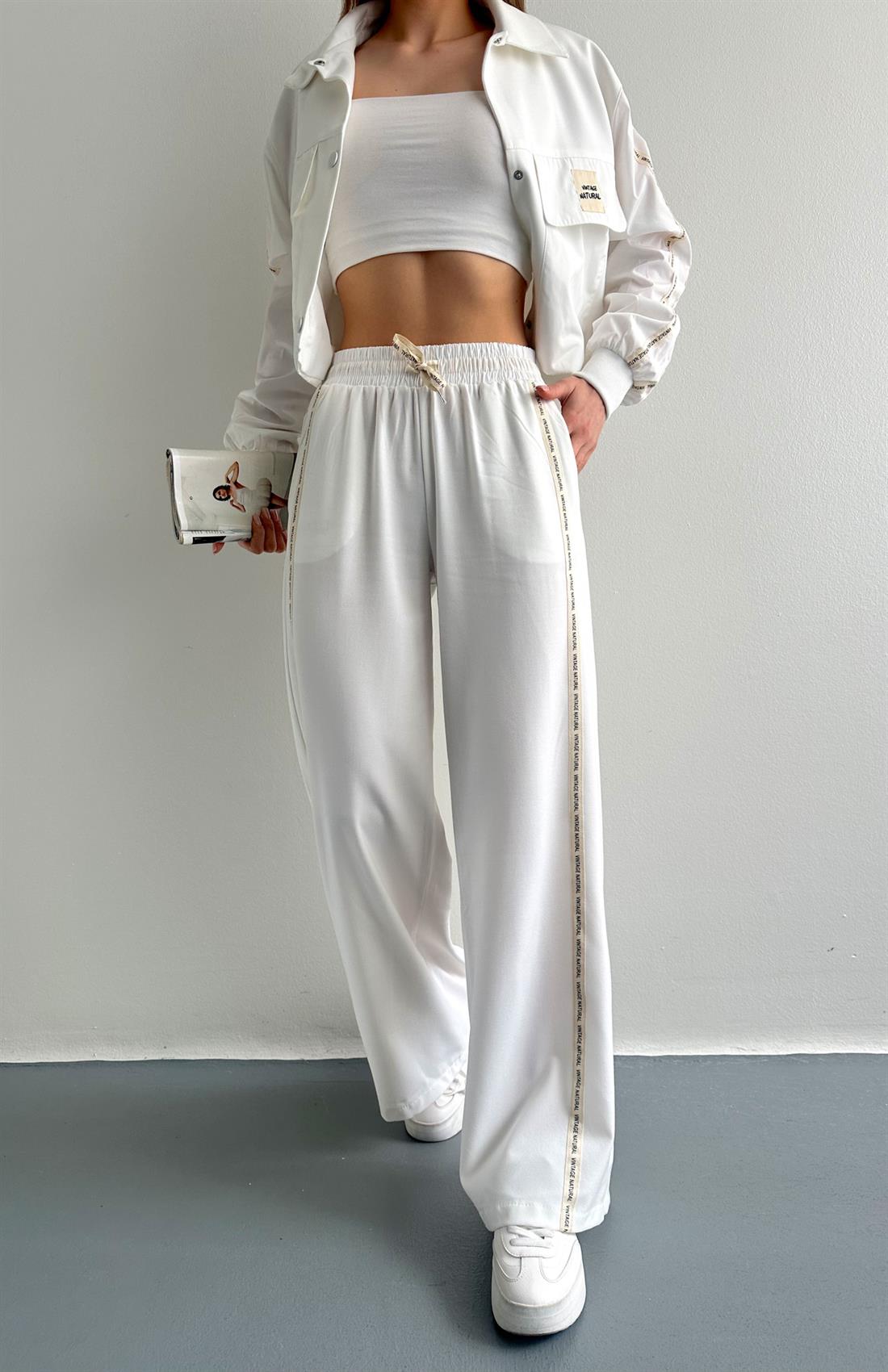 Şerit Detaylı Pantolon EKRU