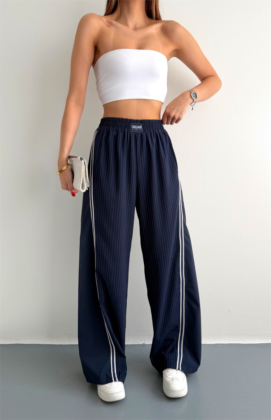 Şerit Detaylı Pantolon LACİVERT