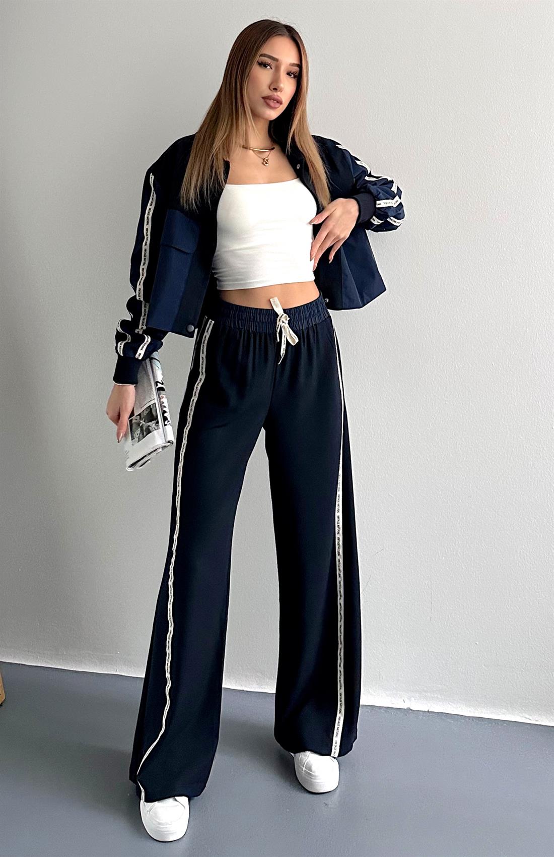 Şerit Detaylı Pantolon LACİVERT