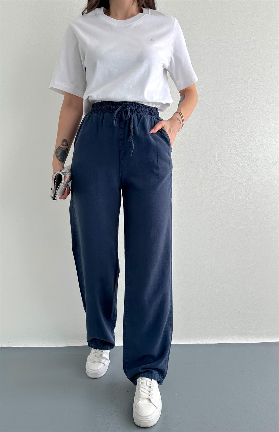 Tensel Bol Paça Pantolon LACİVERT