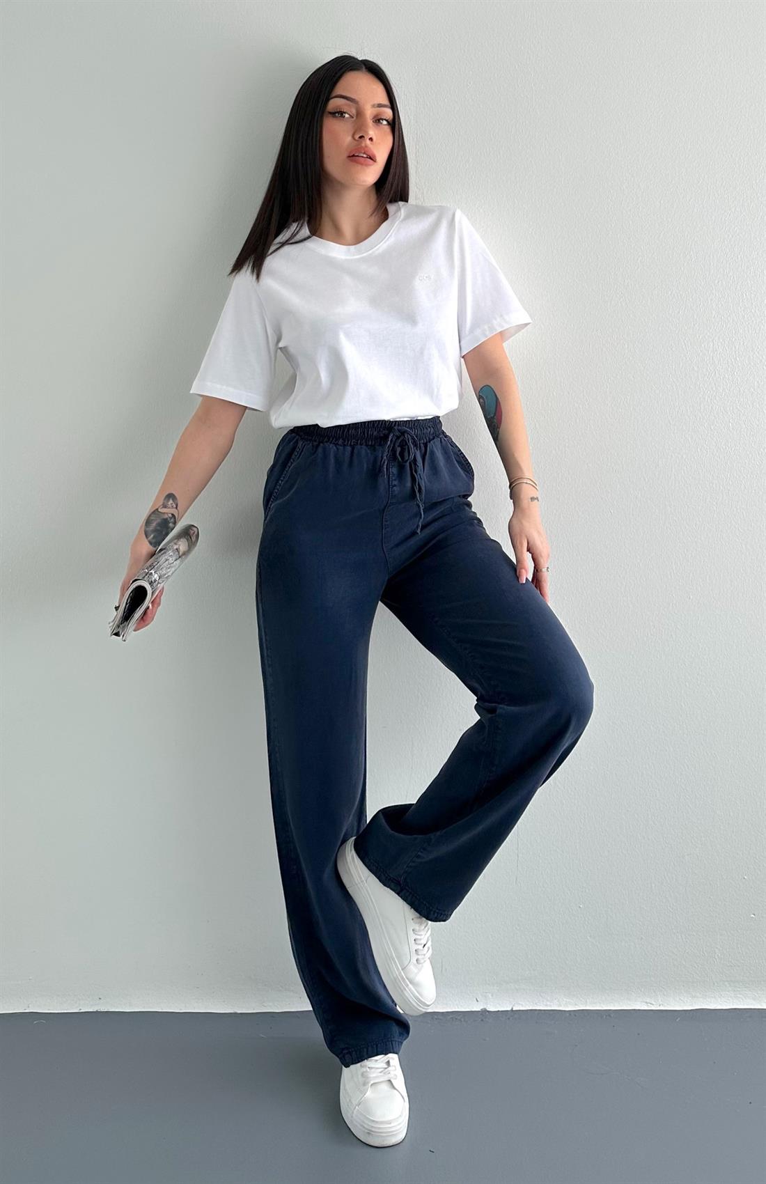 Tensel Bol Paça Pantolon LACİVERT