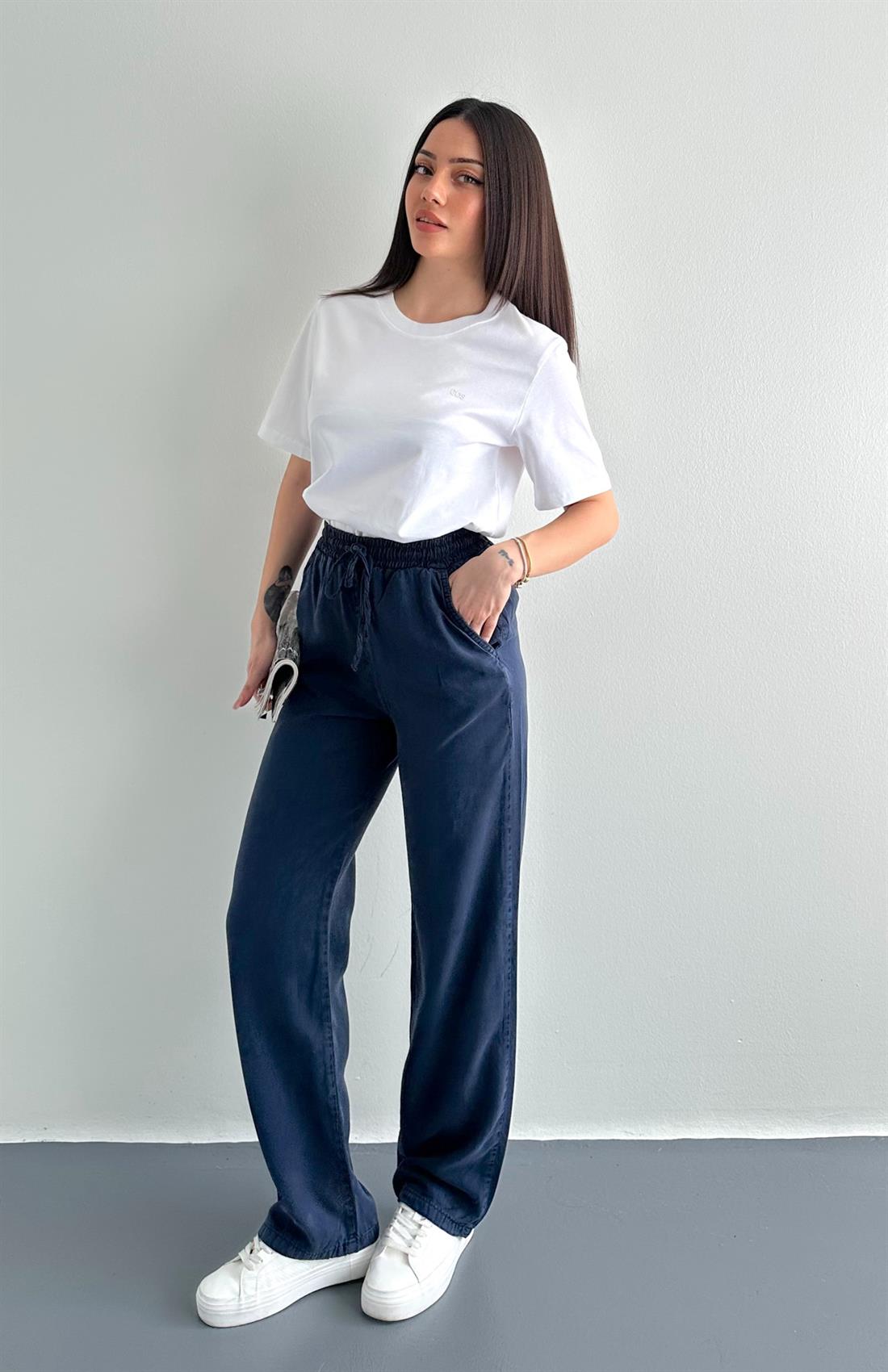 Tensel Bol Paça Pantolon LACİVERT