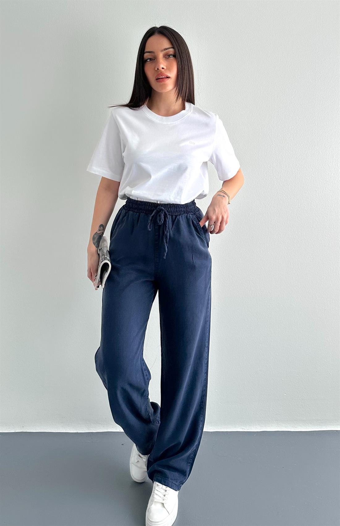 Tensel Bol Paça Pantolon LACİVERT