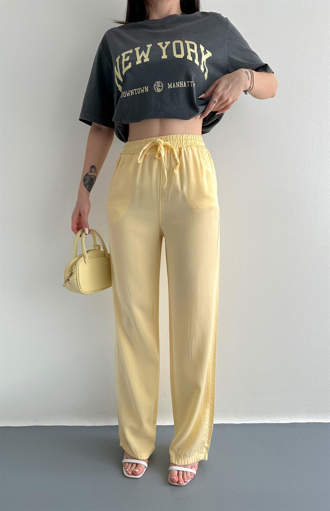 Tensel Bol Paça Pantolon SARI