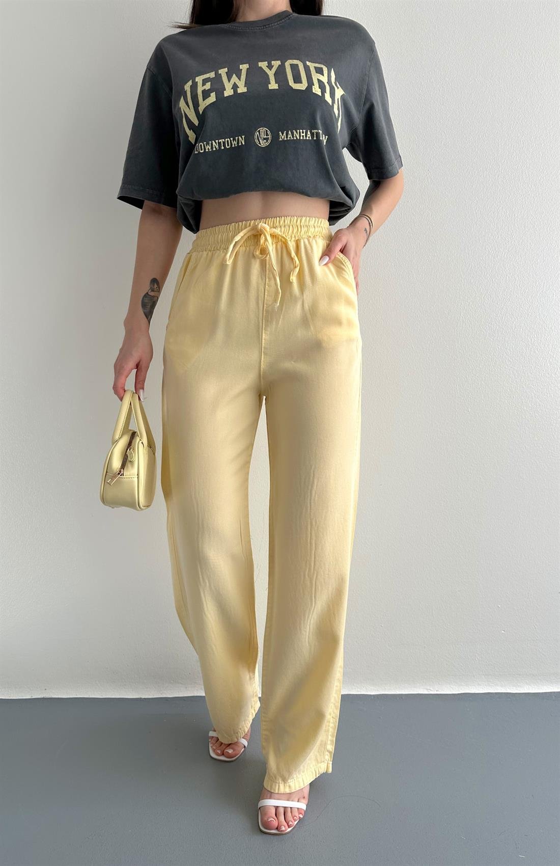 Tensel Bol Paça Pantolon SARI