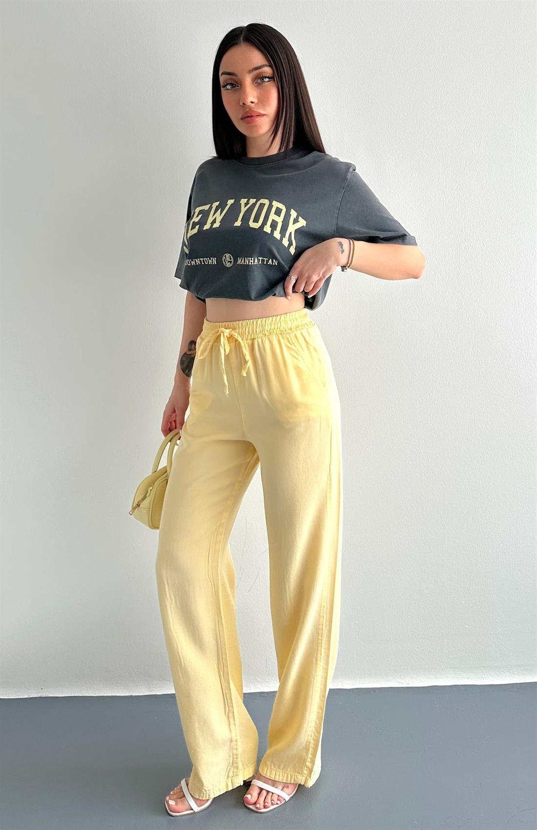 Tensel Bol Paça Pantolon SARI