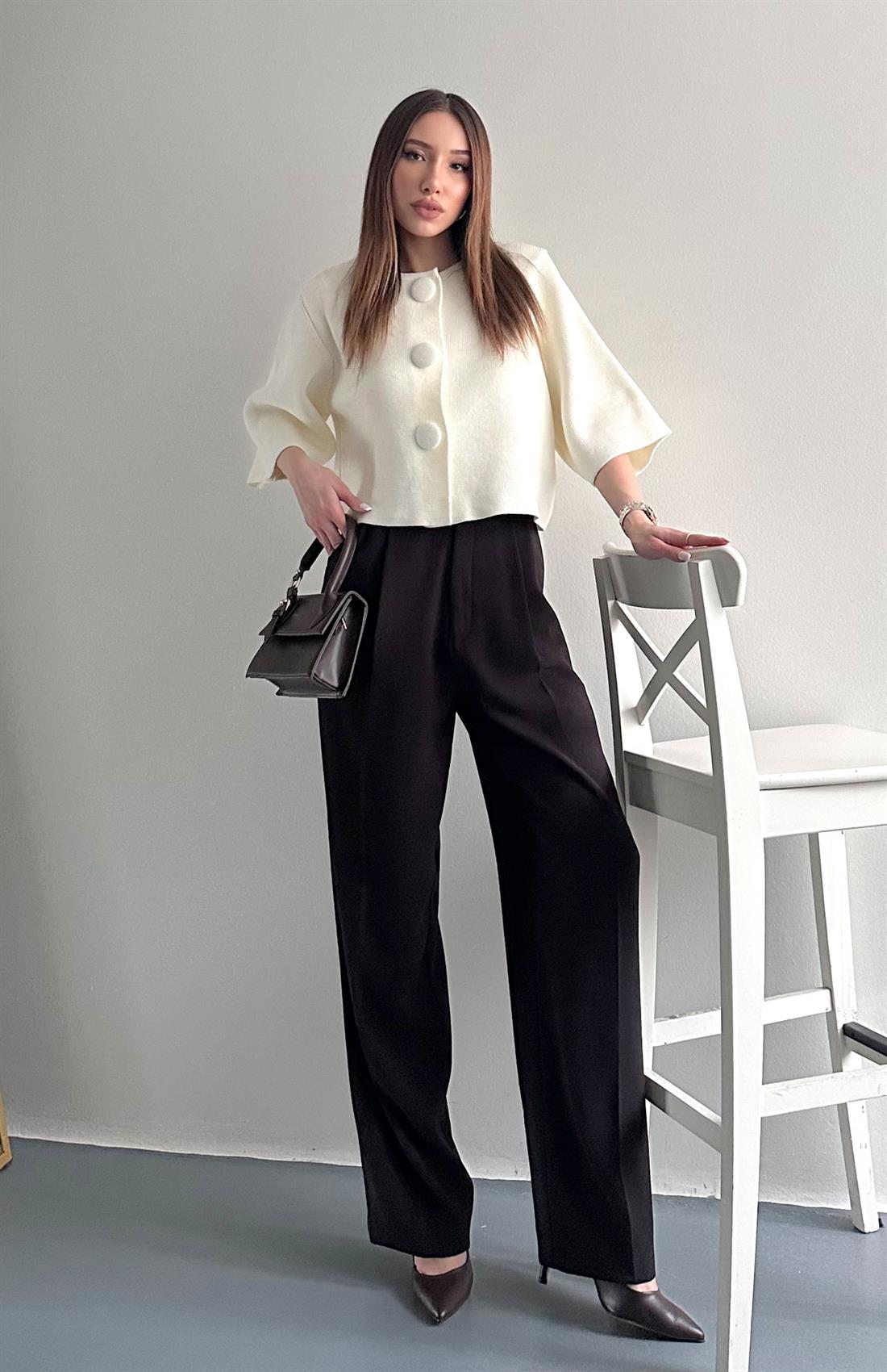 Yüksek Bel Pantolon KOYU KAHVE