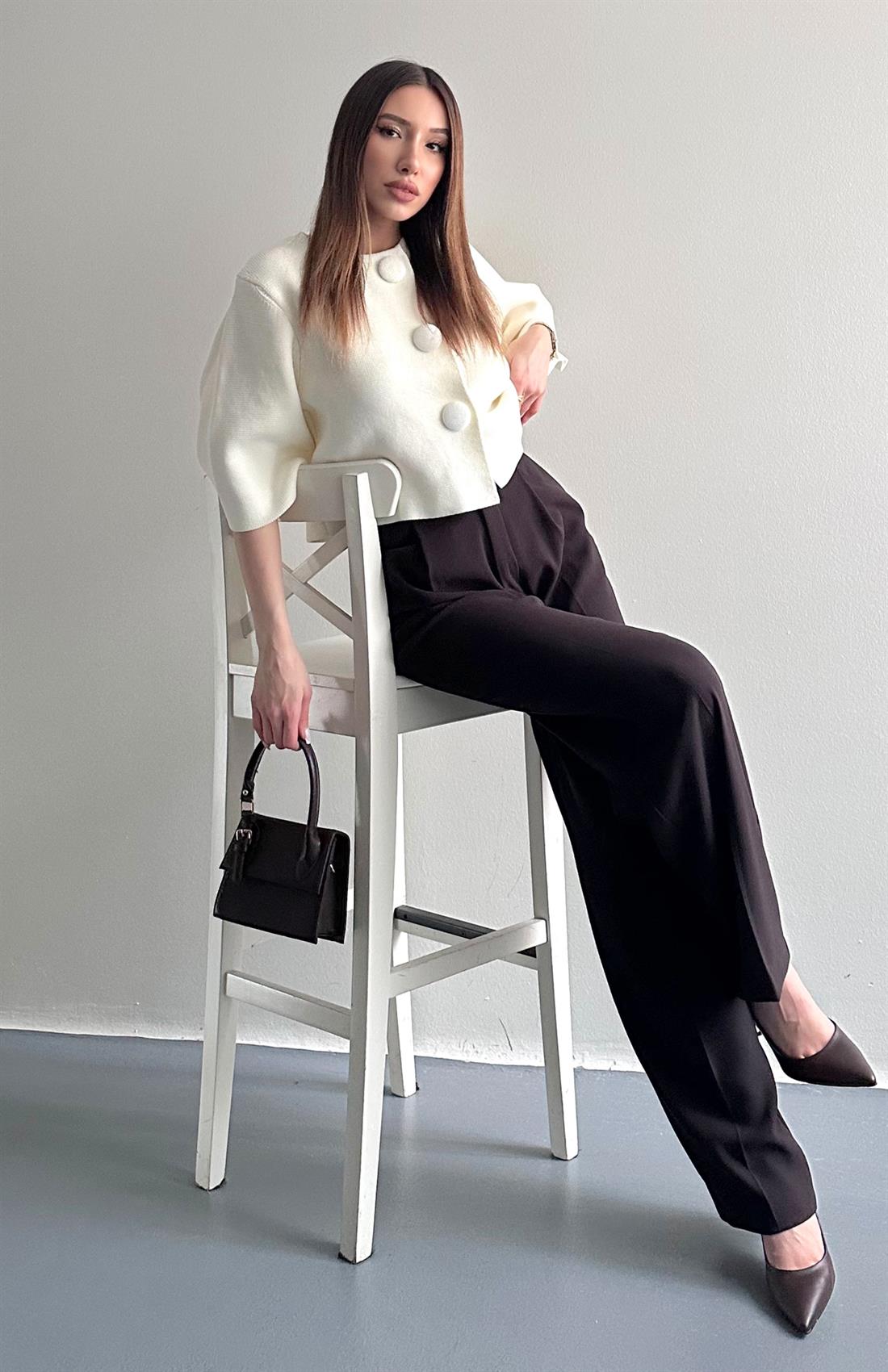 Yüksek Bel Pantolon KOYU KAHVE