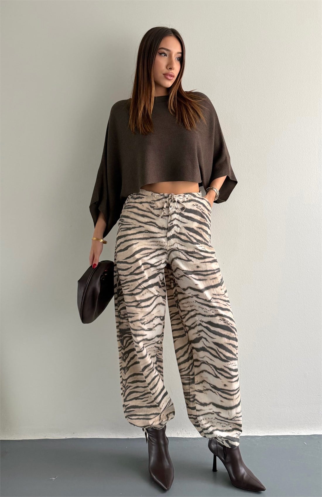 Zebra Desen Pantolon BEJ
