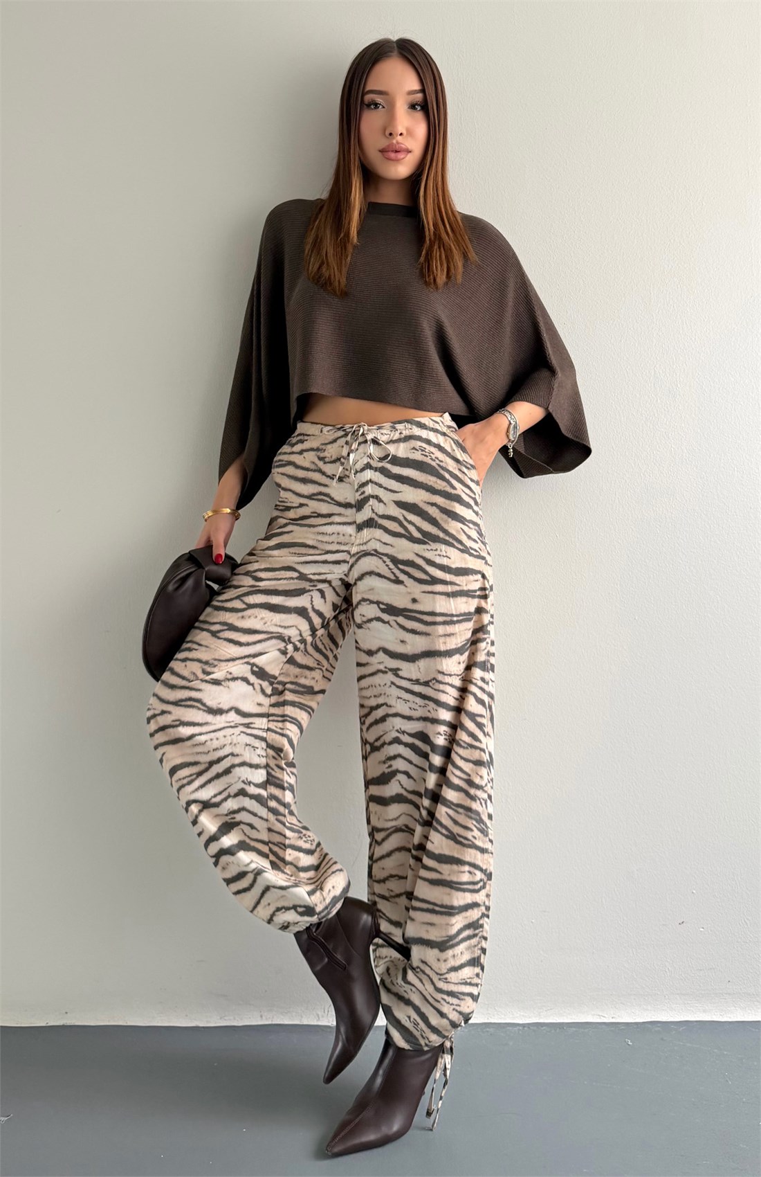 Zebra Desen Pantolon BEJ