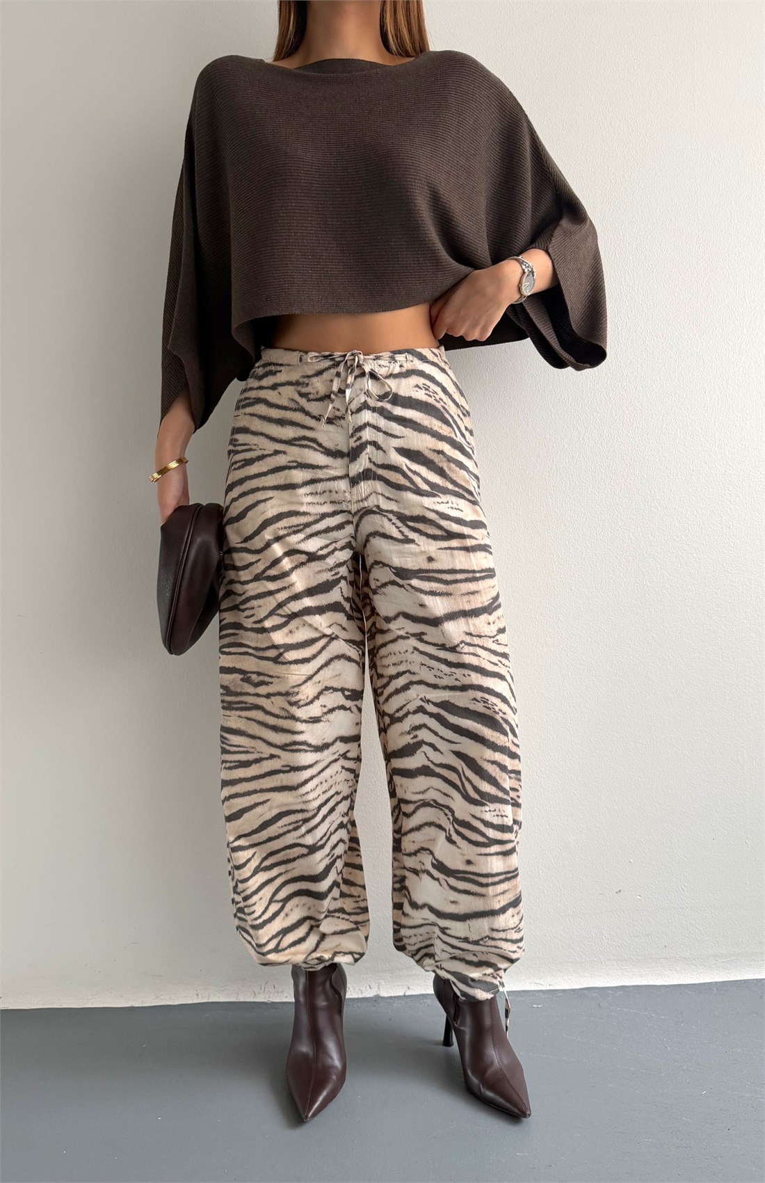 Zebra Desen Pantolon BEJ