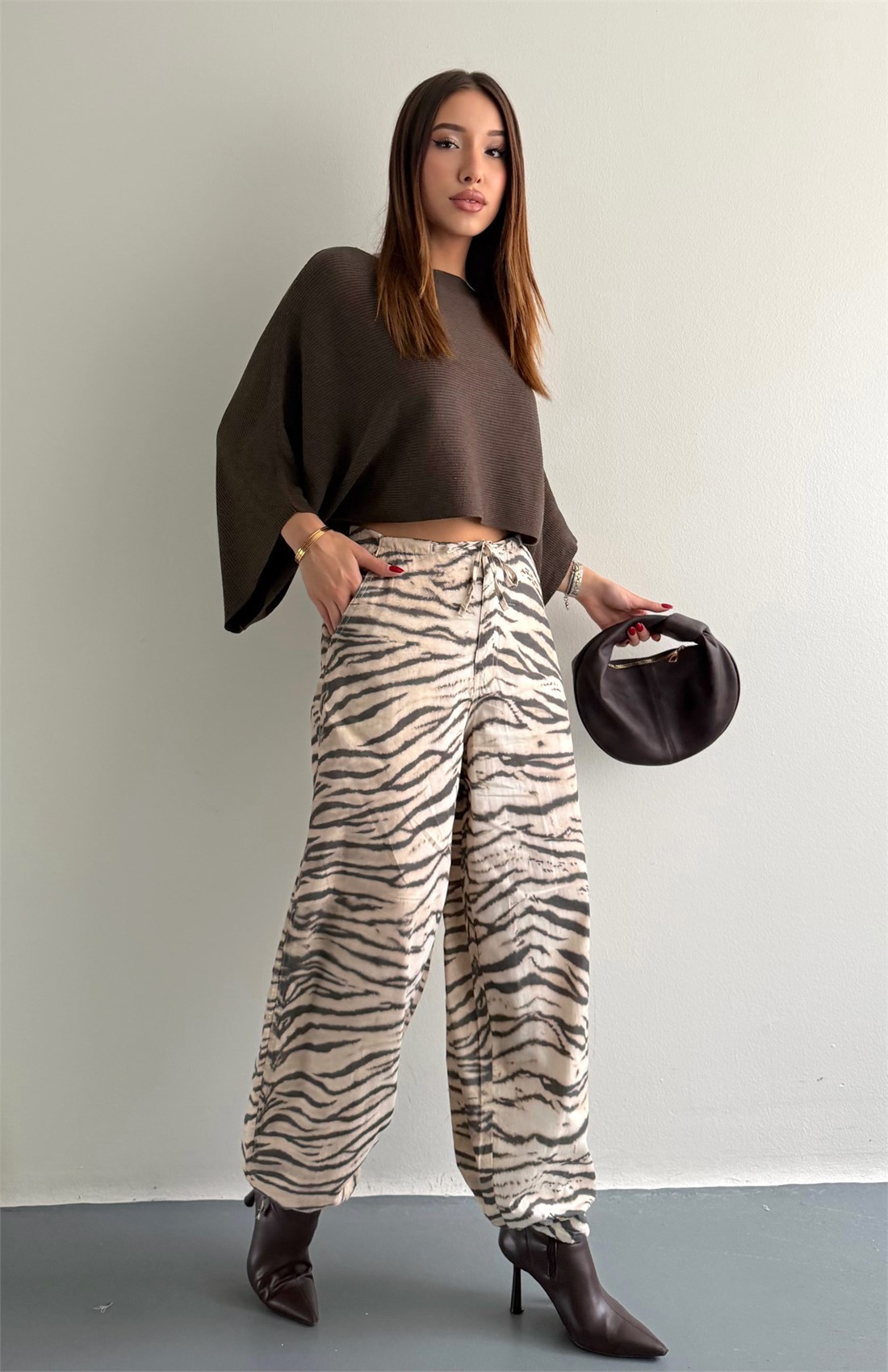 Zebra Desen Pantolon BEJ