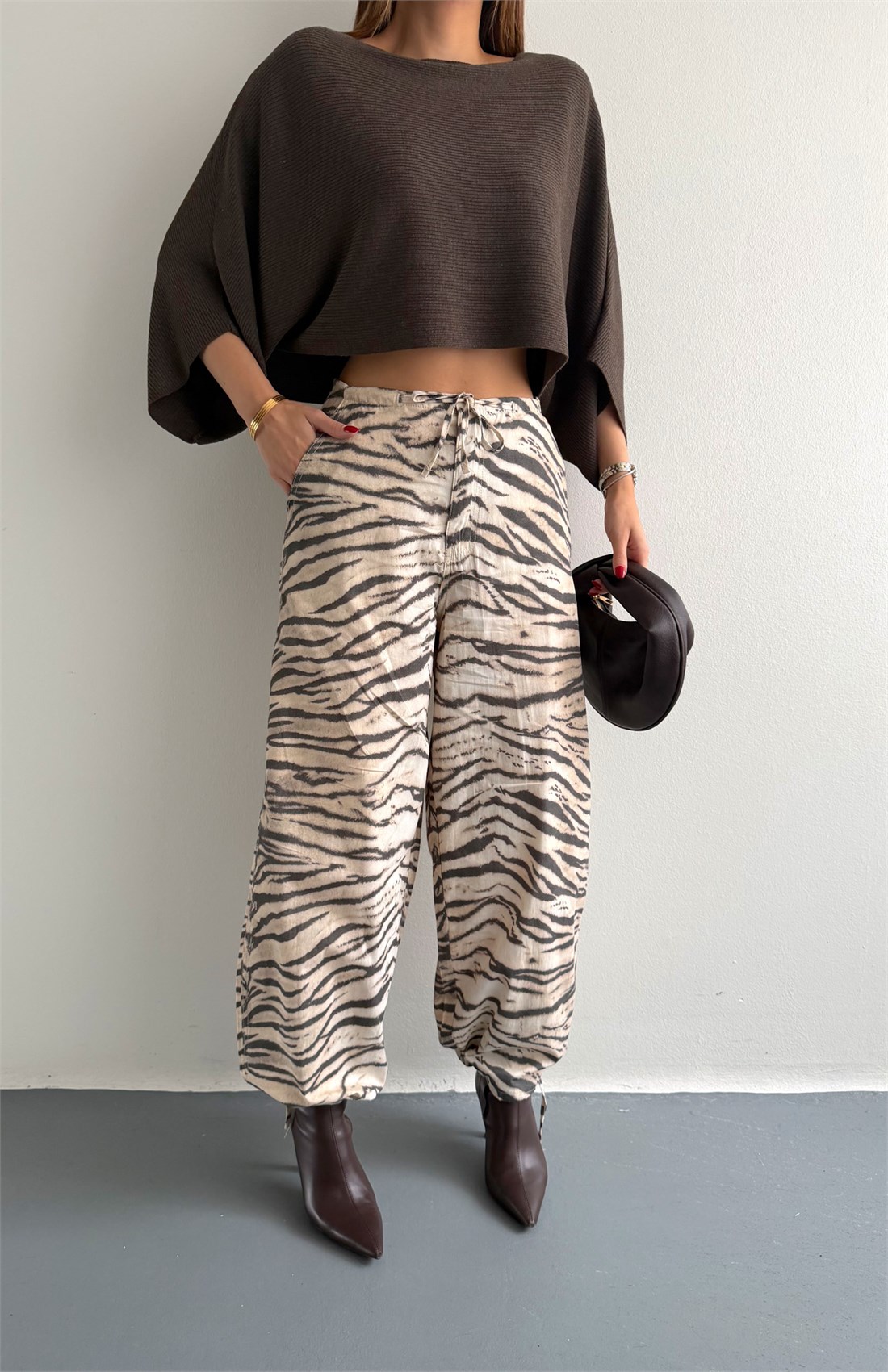 Zebra Desen Pantolon BEJ