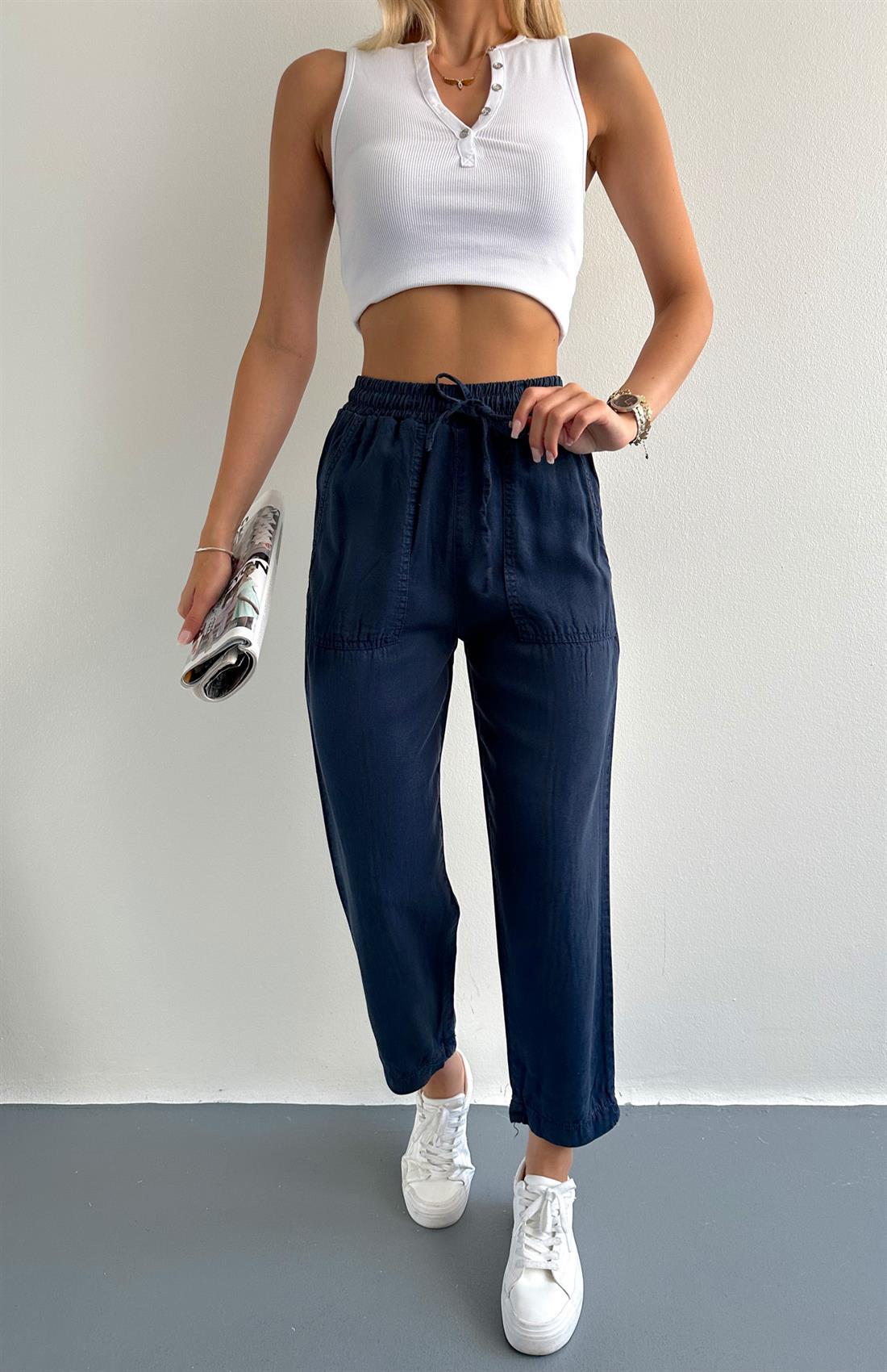 Arka Cepli Pantolon LACİVERT