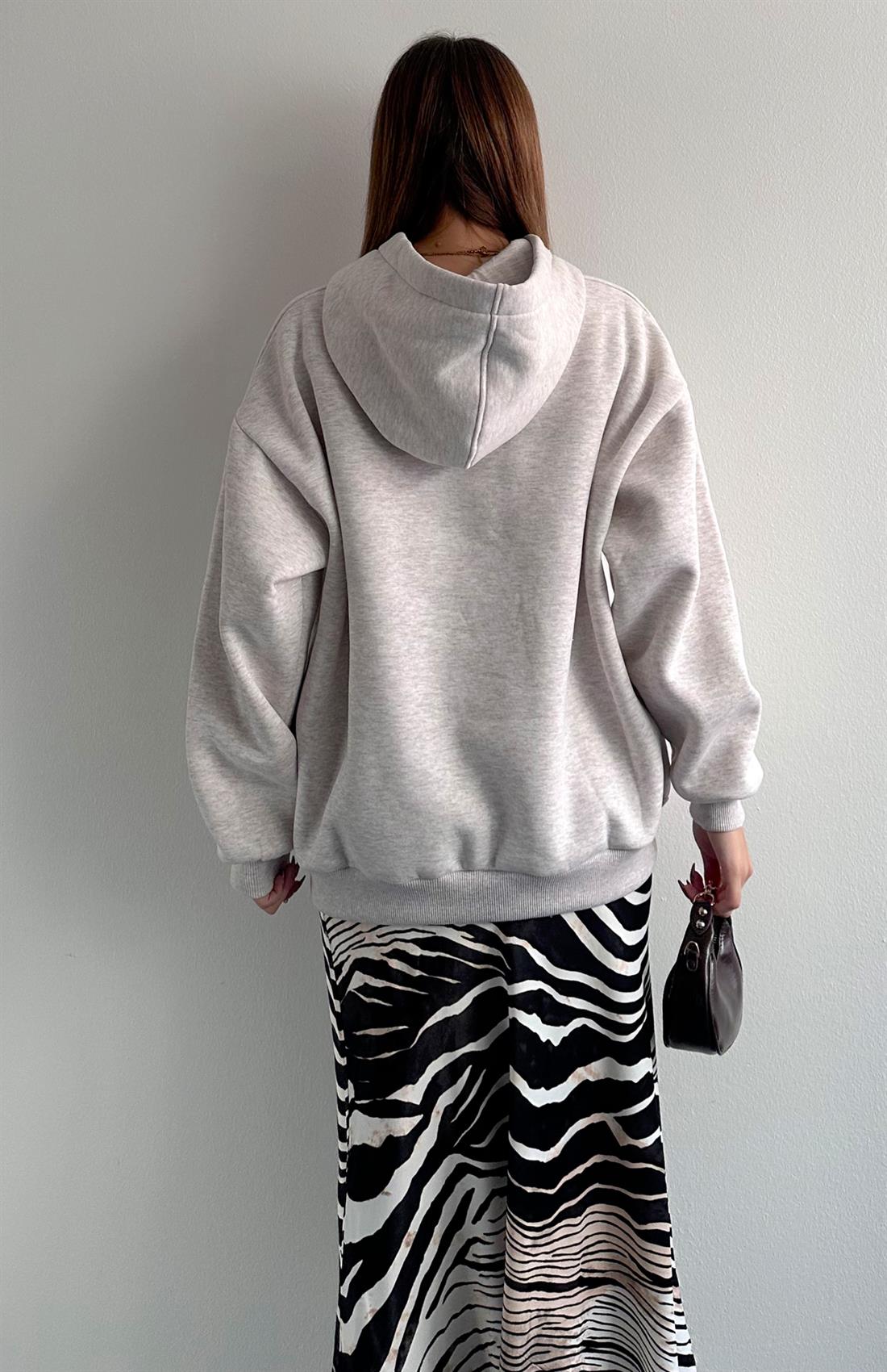 Kapüşonlu Kordon Detaylı Sweatshırt BEJ