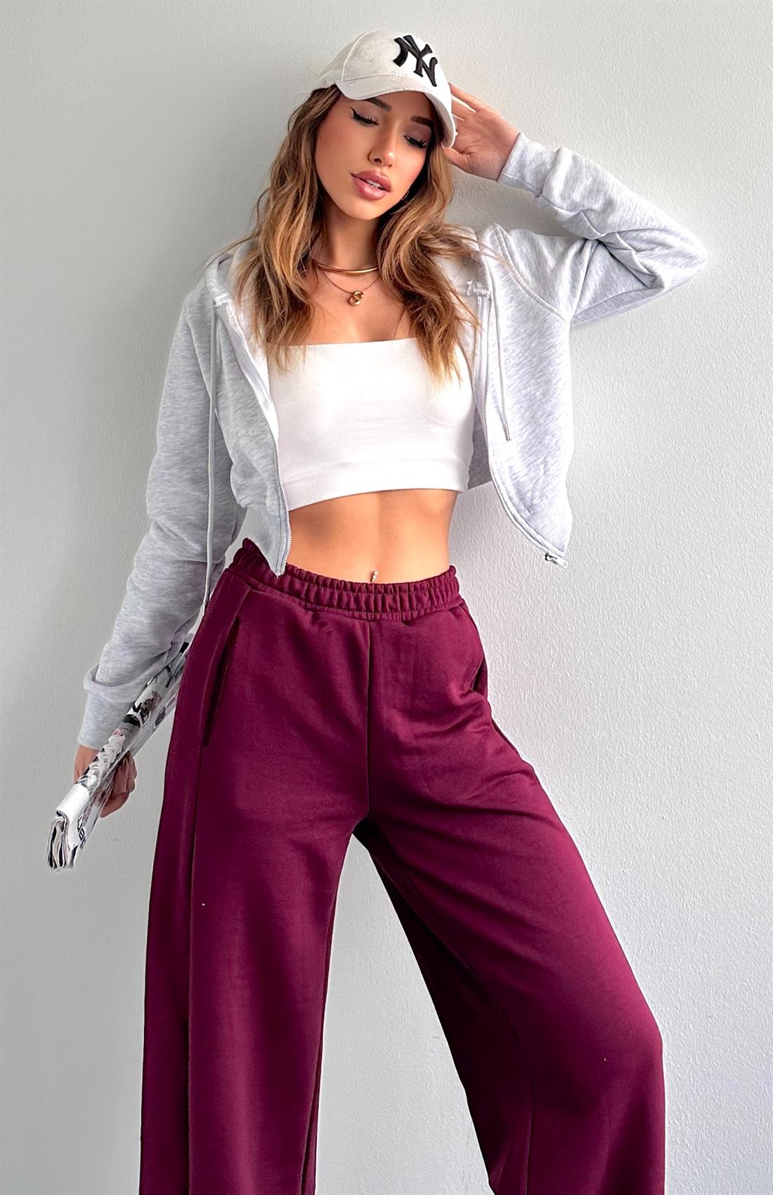 Kısa Fermuarlı Sweatshırt GRİ