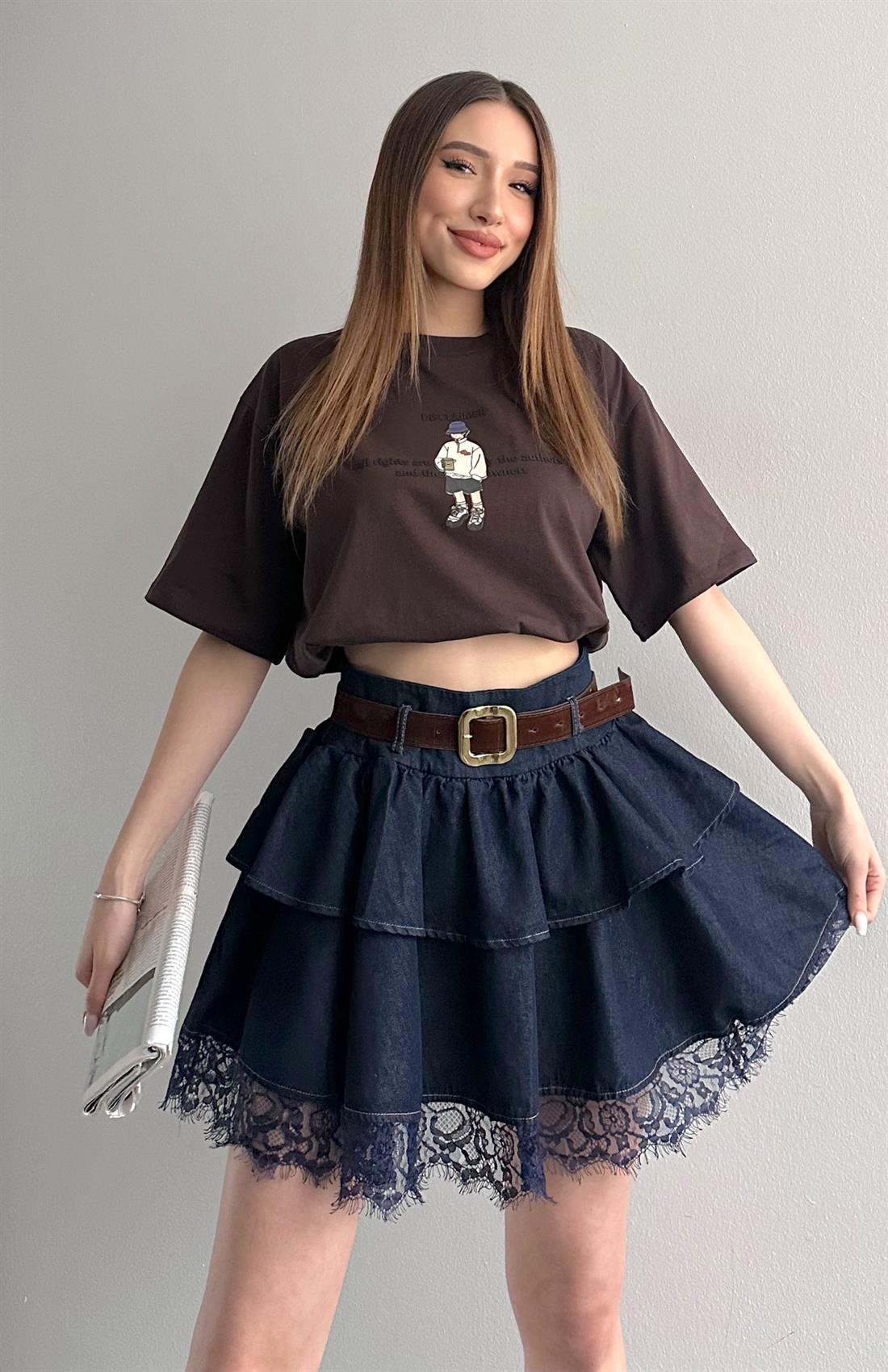 Adam Baskılı Tshırt KAHVERENGİ