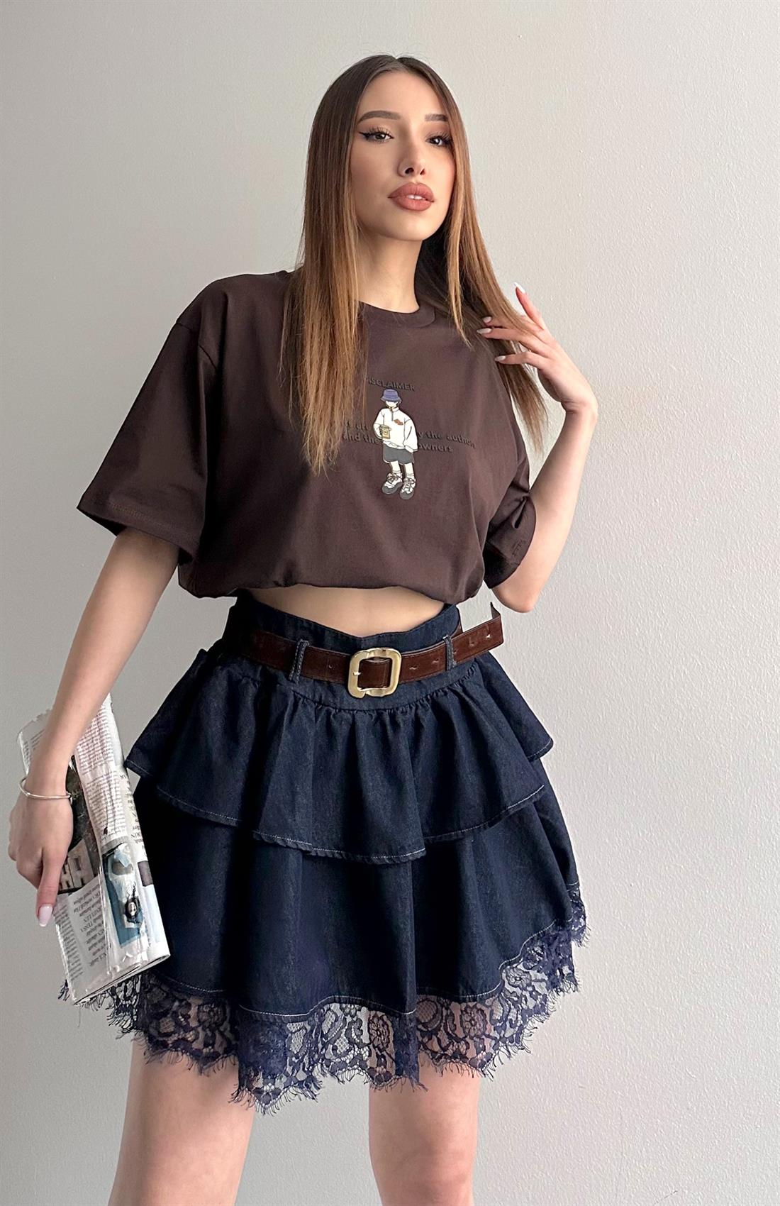 Adam Baskılı Tshırt KAHVERENGİ